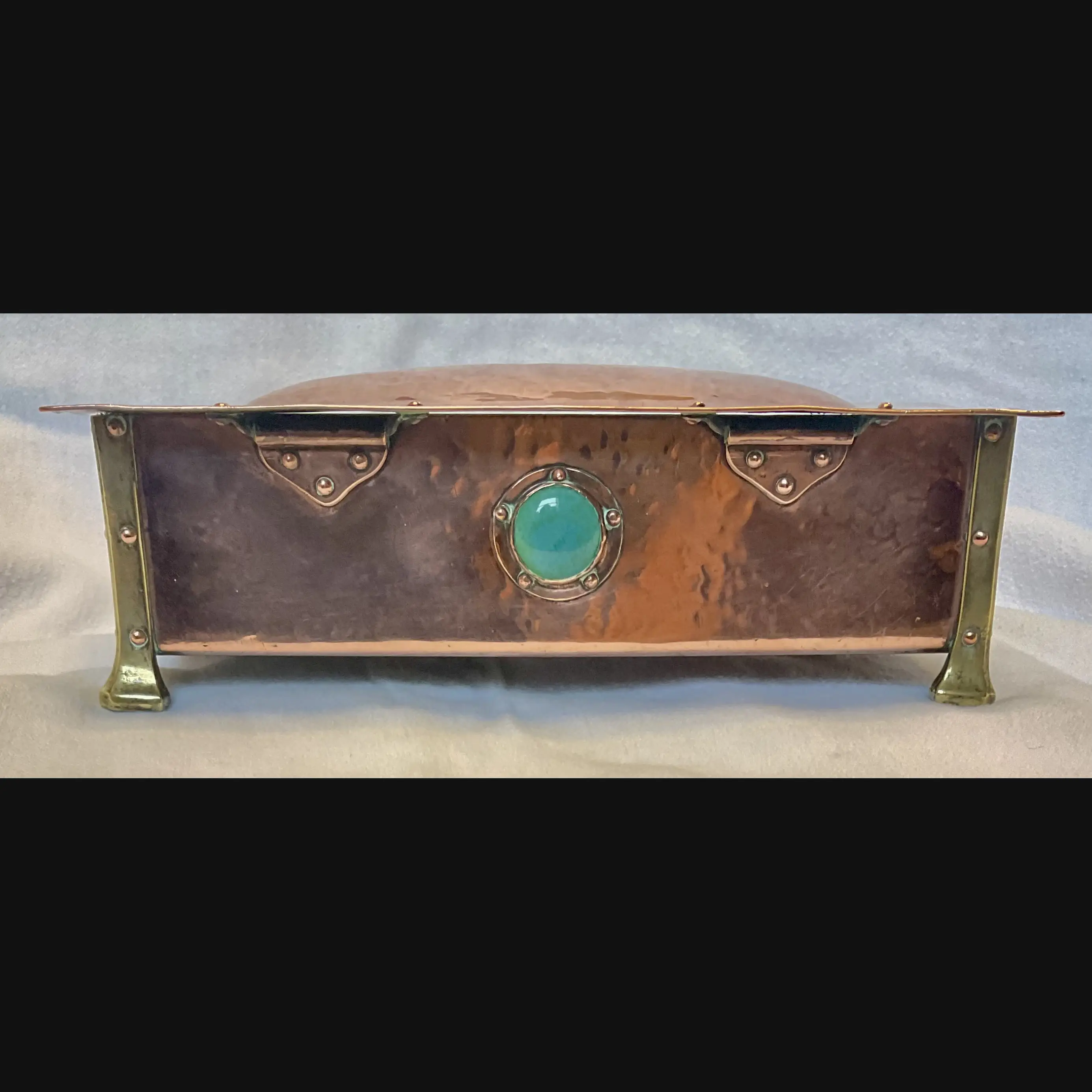 arts and crafts a e jones ruskin mounted cabochon table box