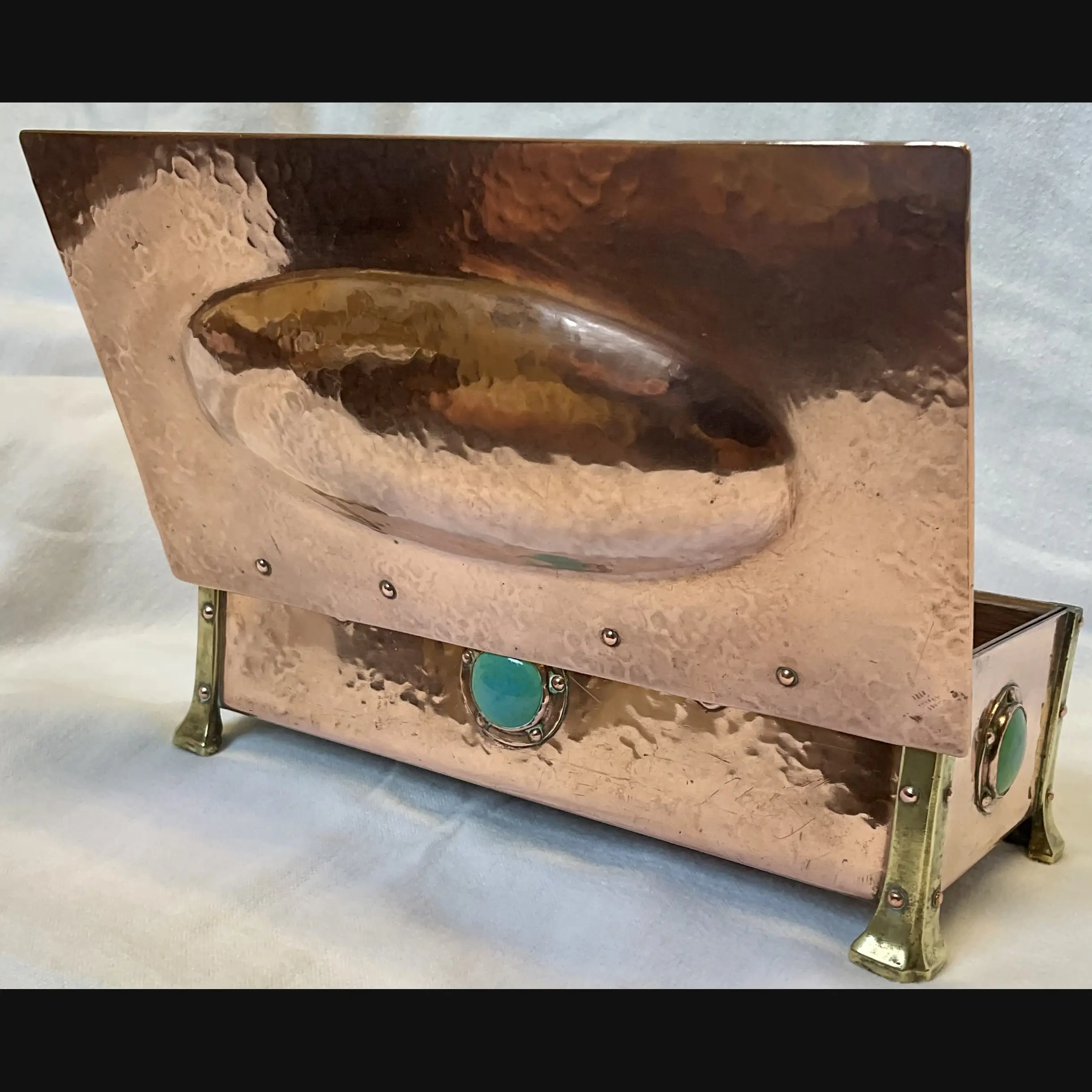 arts and crafts a e jones ruskin mounted cabochon table box