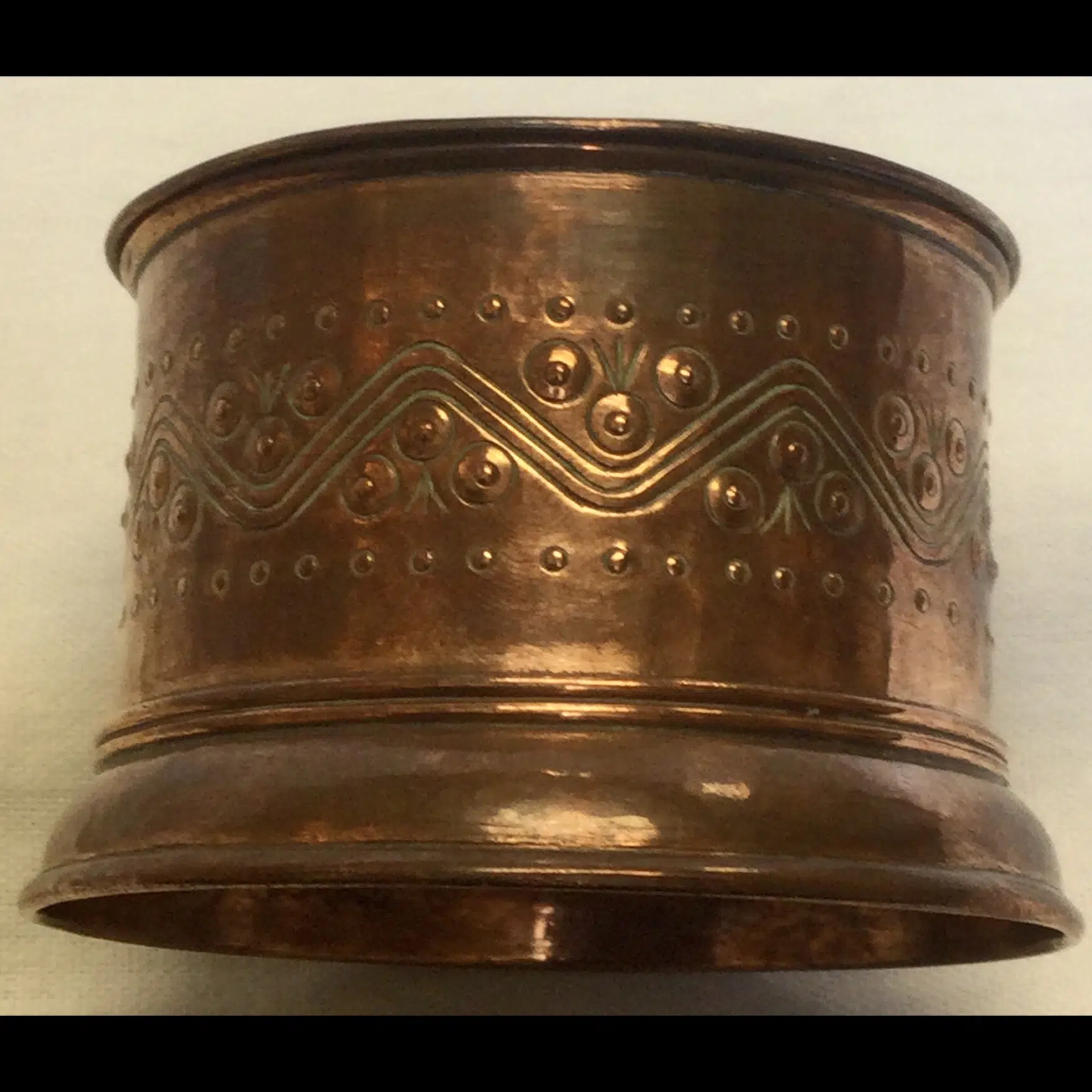 keswick school of industrial arts circular copper trinket box