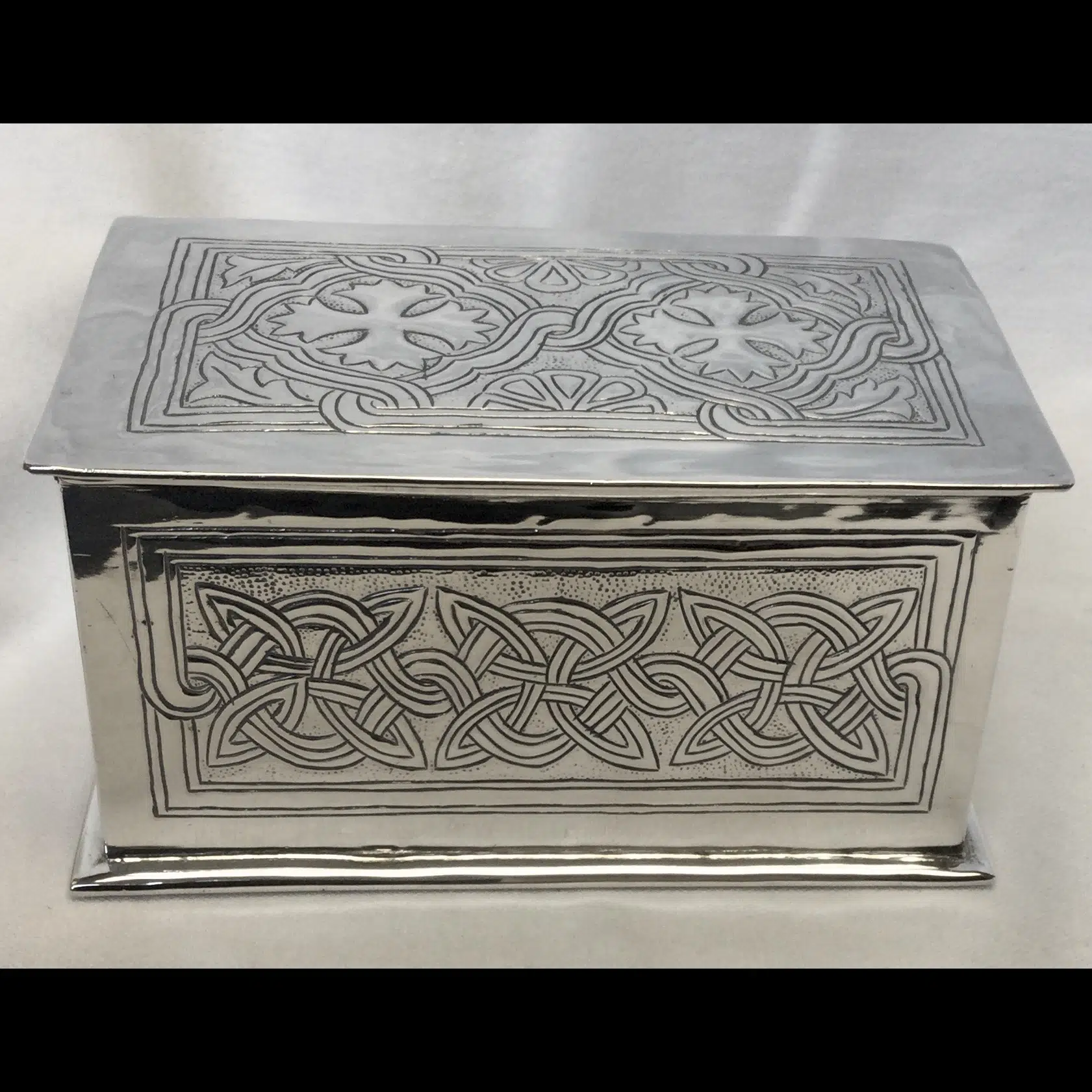w.h.mawson keswick home industries silver plated celtic box