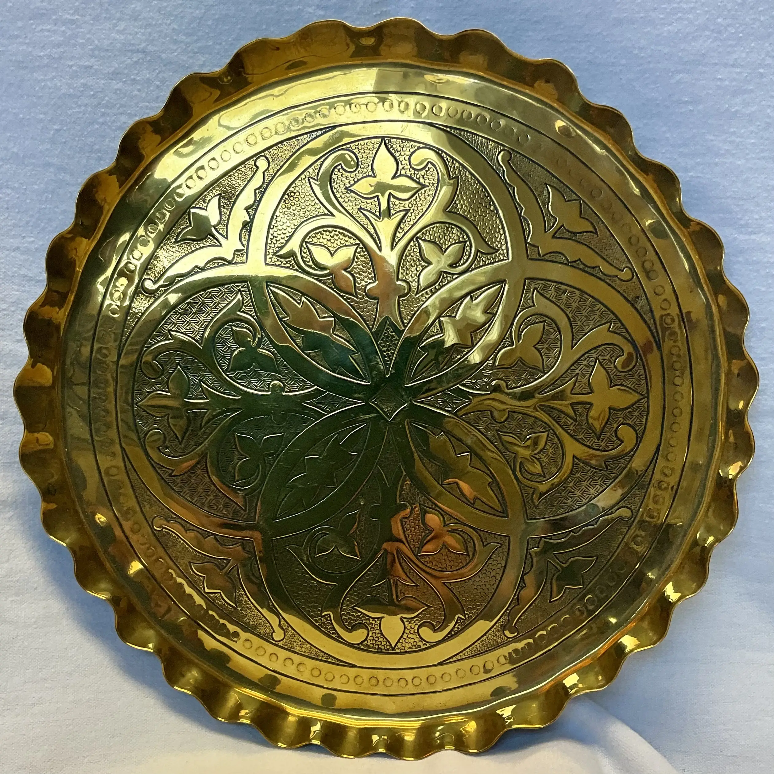 irish arts and crafts celtic designed brass alms tray c1900
