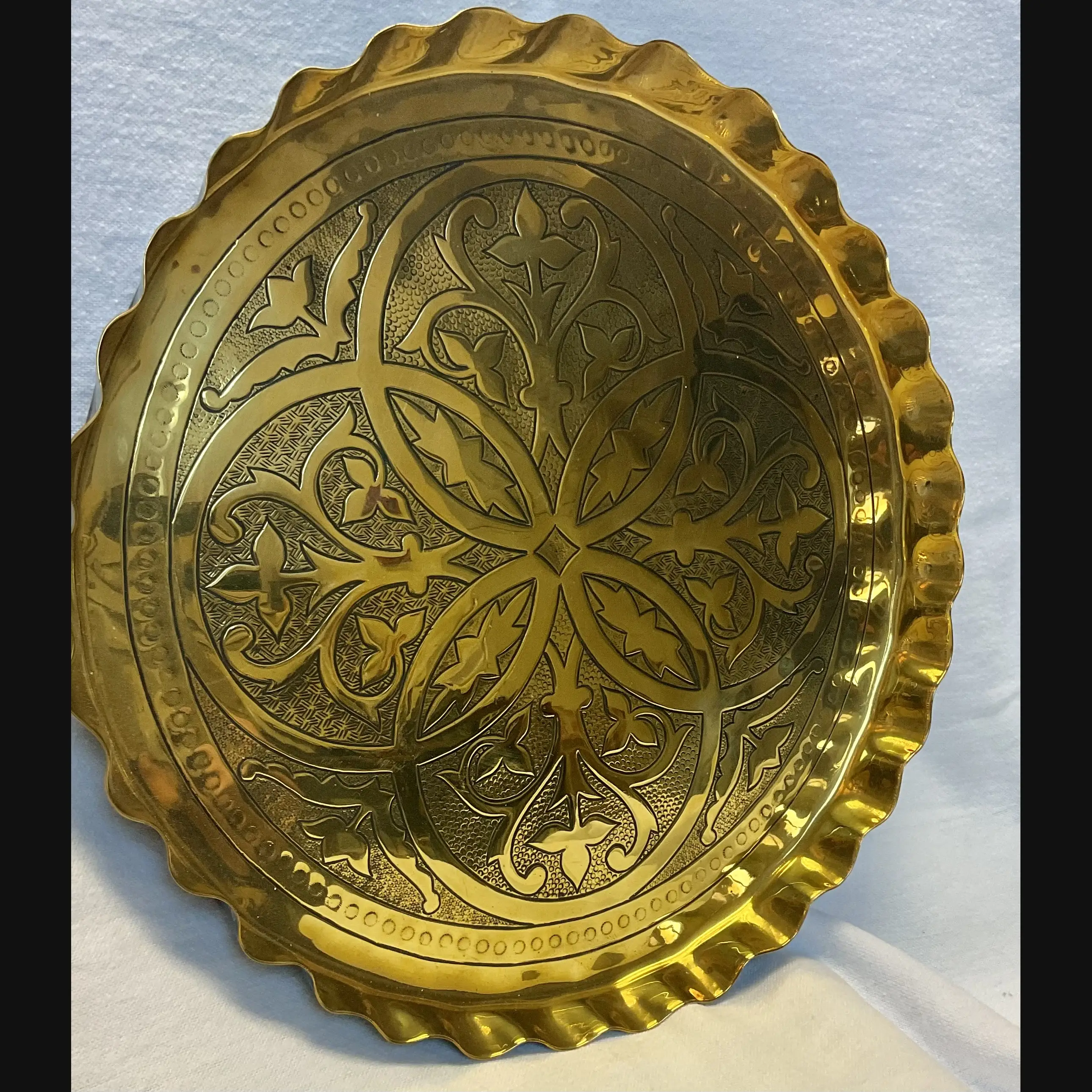 irish arts and crafts celtic designed brass alms tray c1900