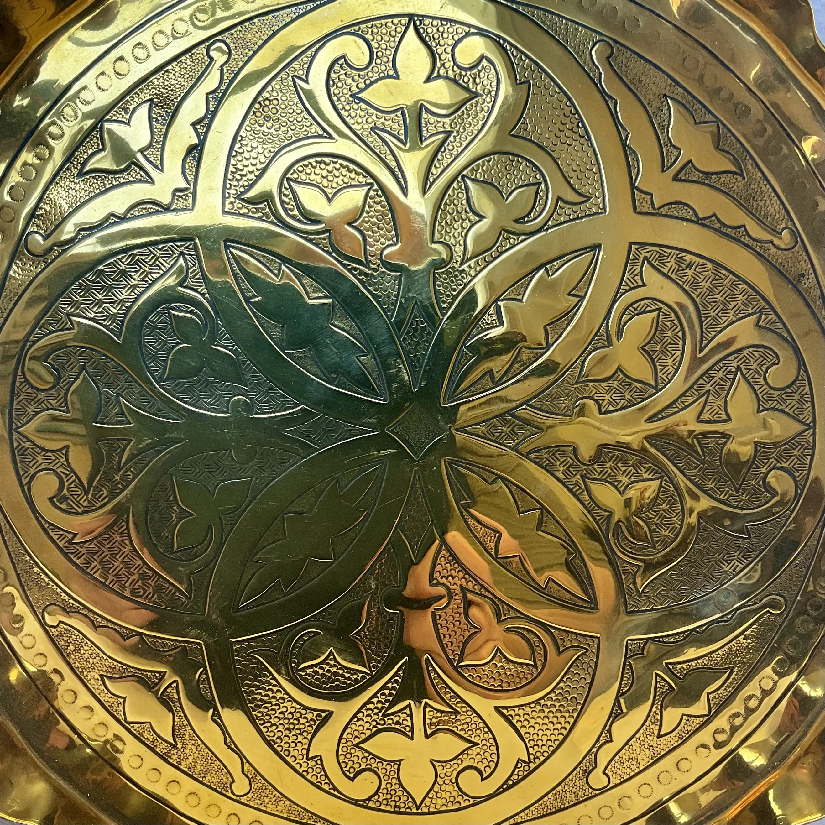 irish arts and crafts celtic designed brass alms tray c1900