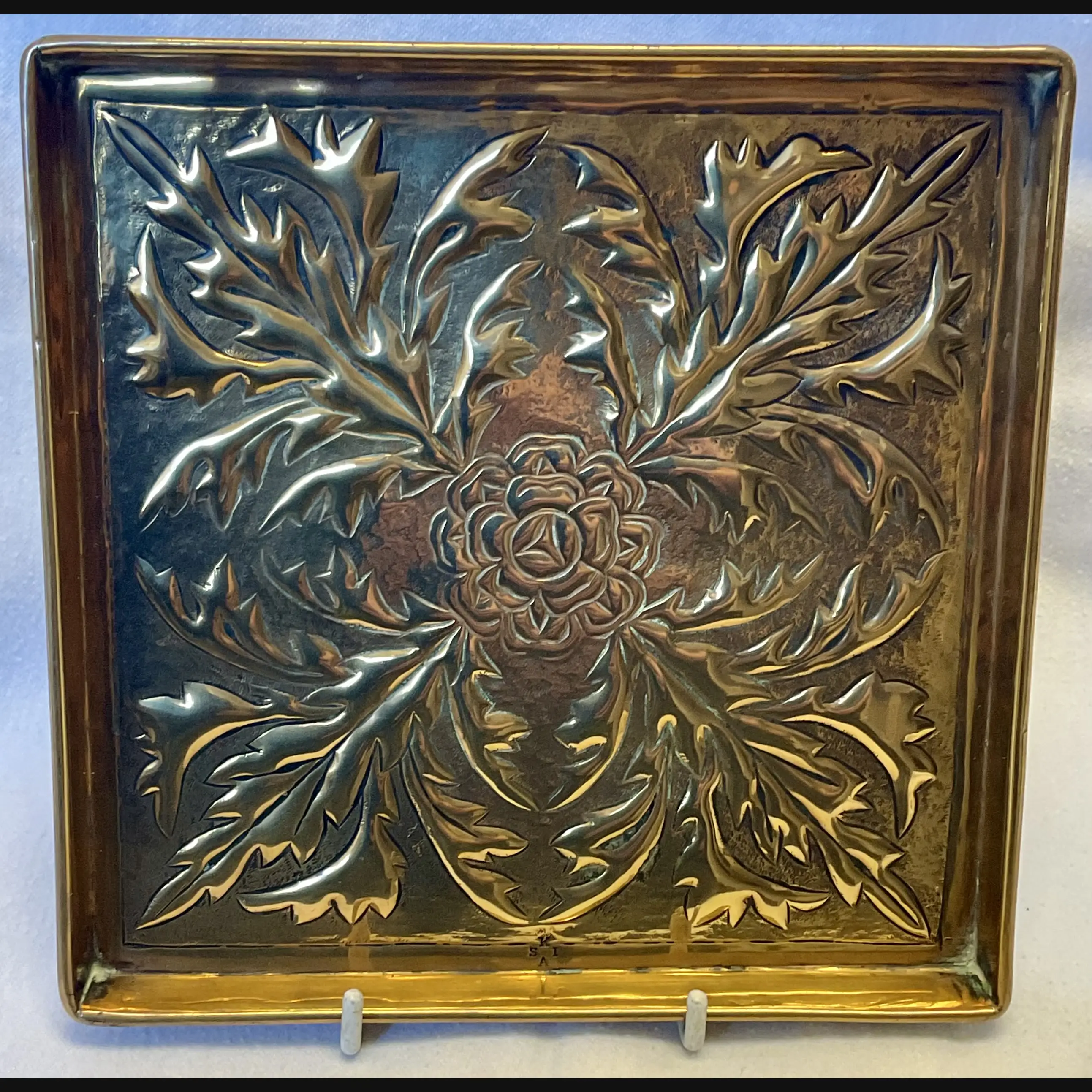keswick school of industrial art ksia arts and crafts gilding metal card tray c1900