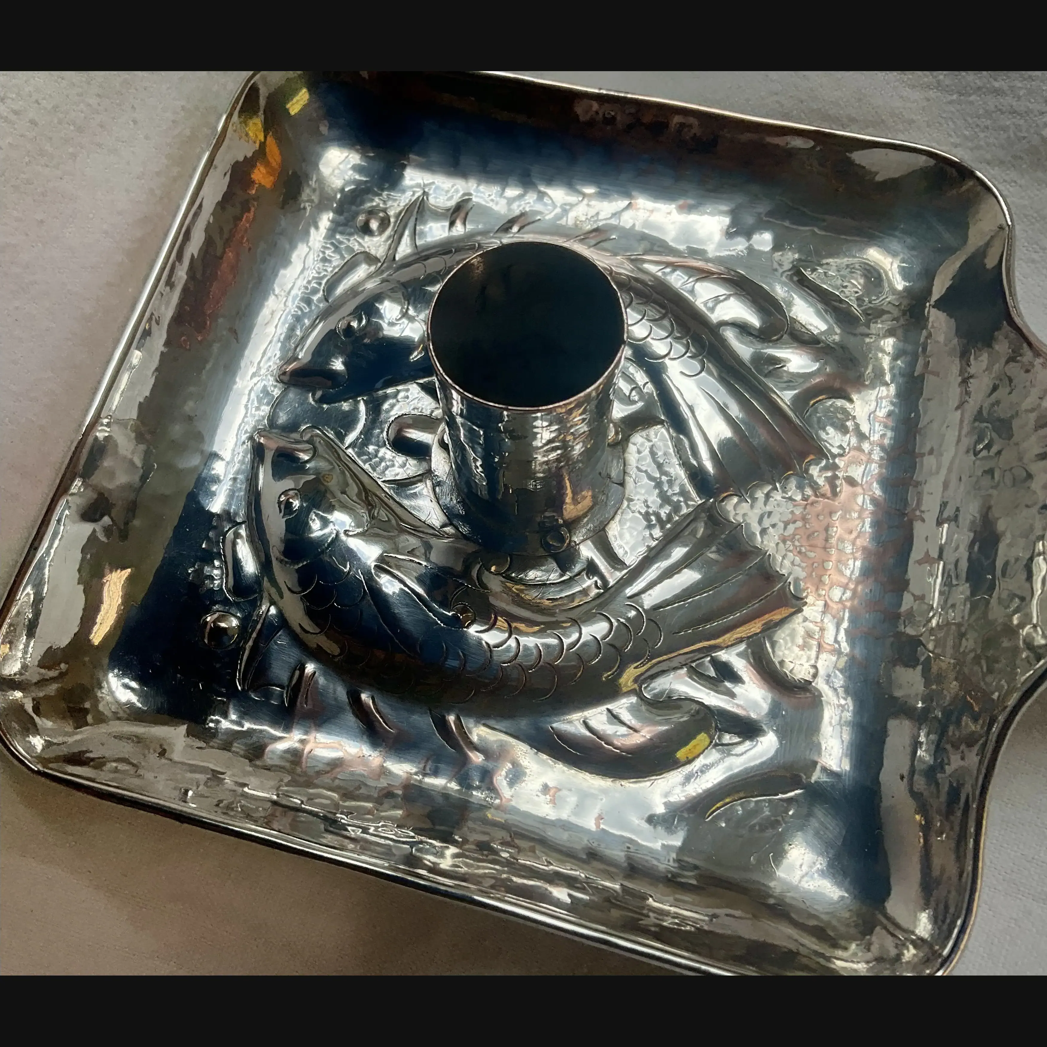 scarce newlyn industrial class arts and crafts silver plated chamber stick c1900