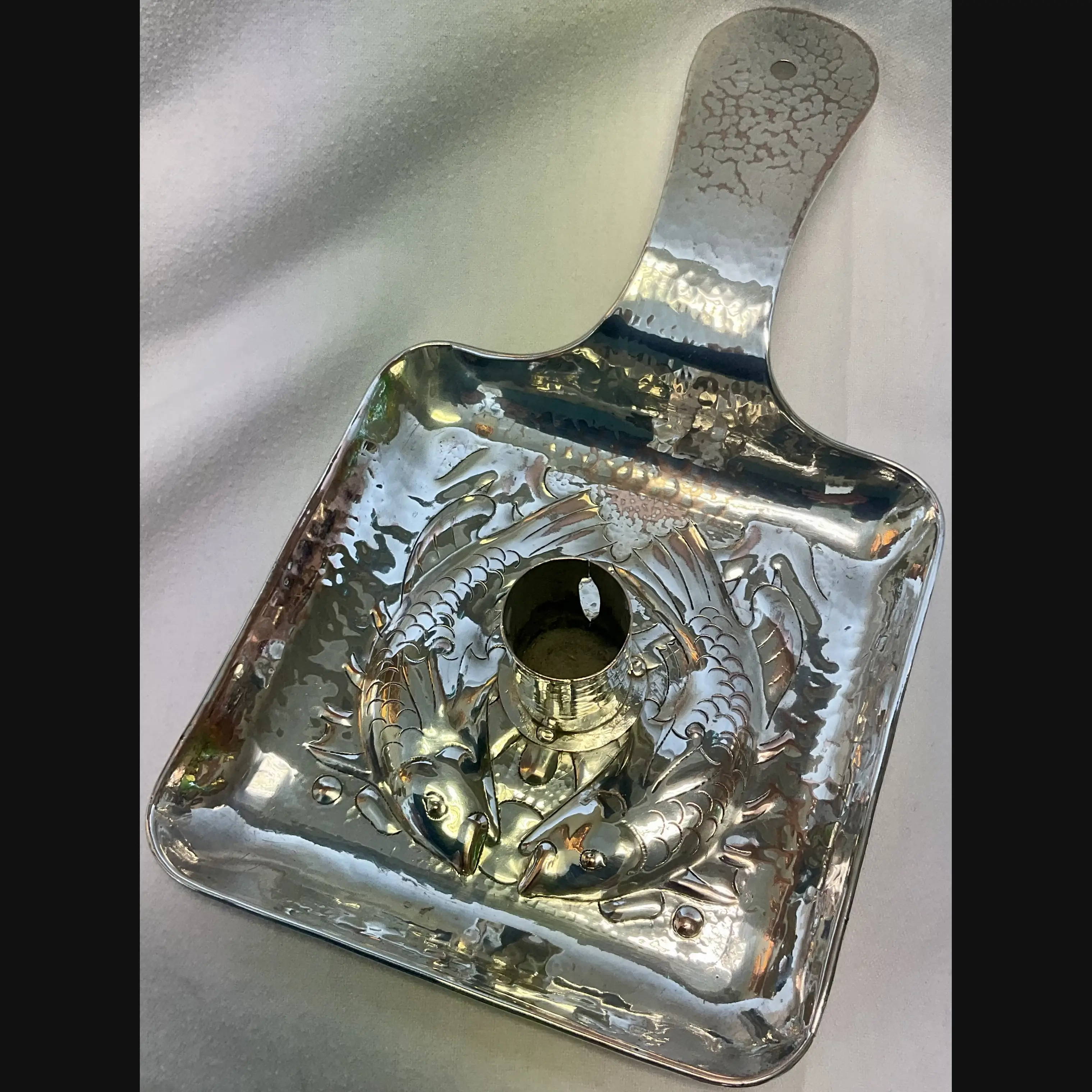 scarce newlyn industrial class arts and crafts silver plated chamber stick c1900