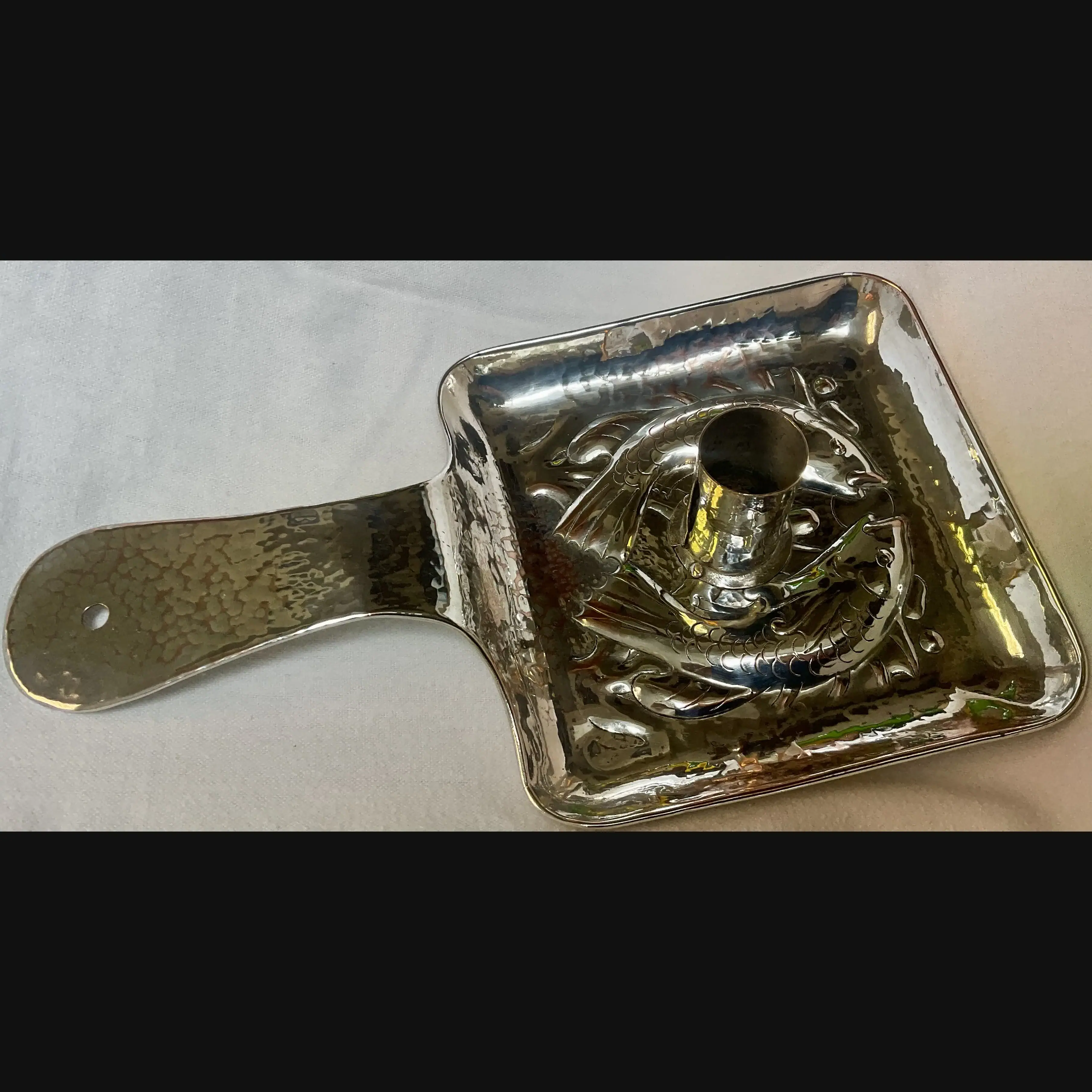 scarce newlyn industrial class arts and crafts silver plated chamber stick c1900