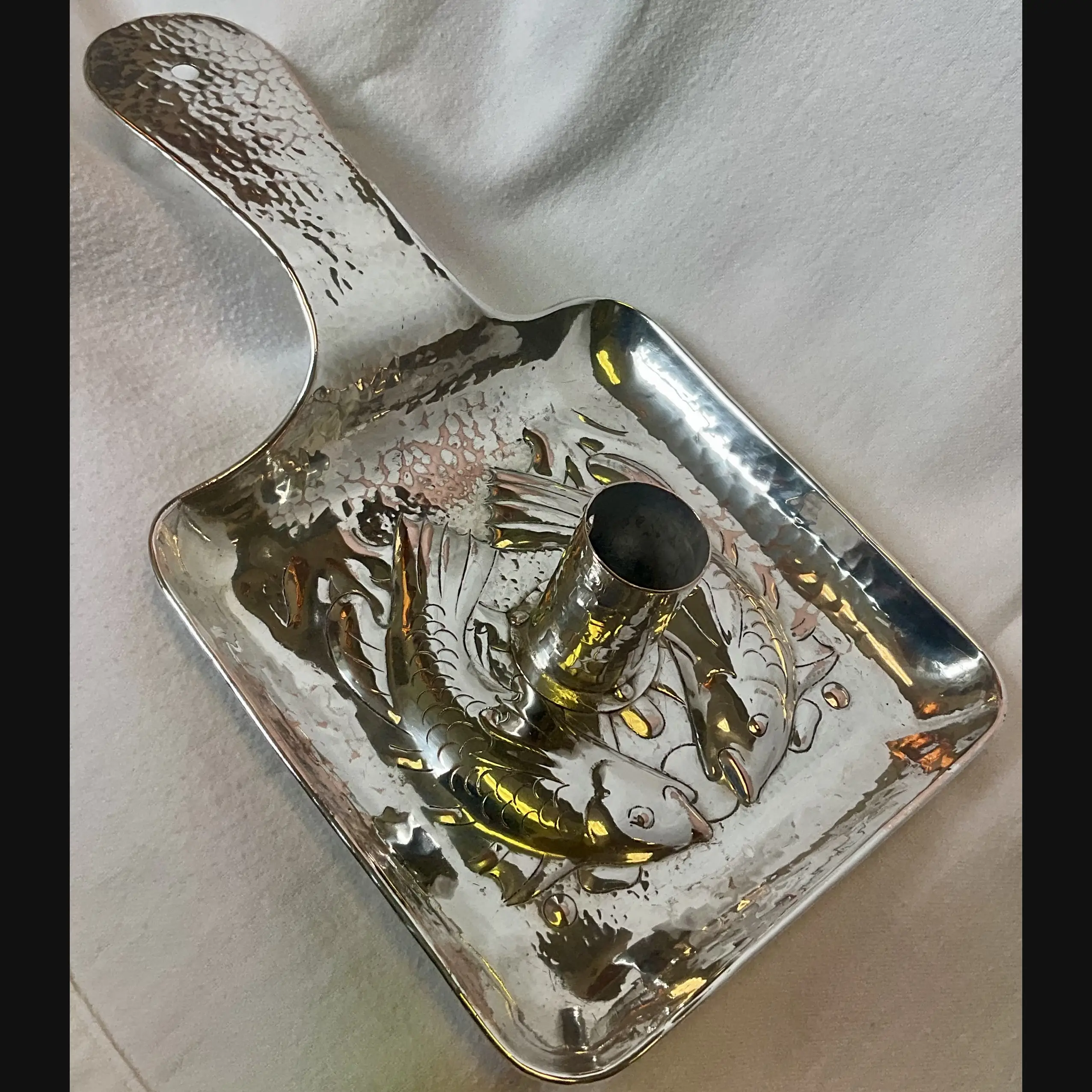 scarce newlyn industrial class arts and crafts silver plated chamber stick c1900