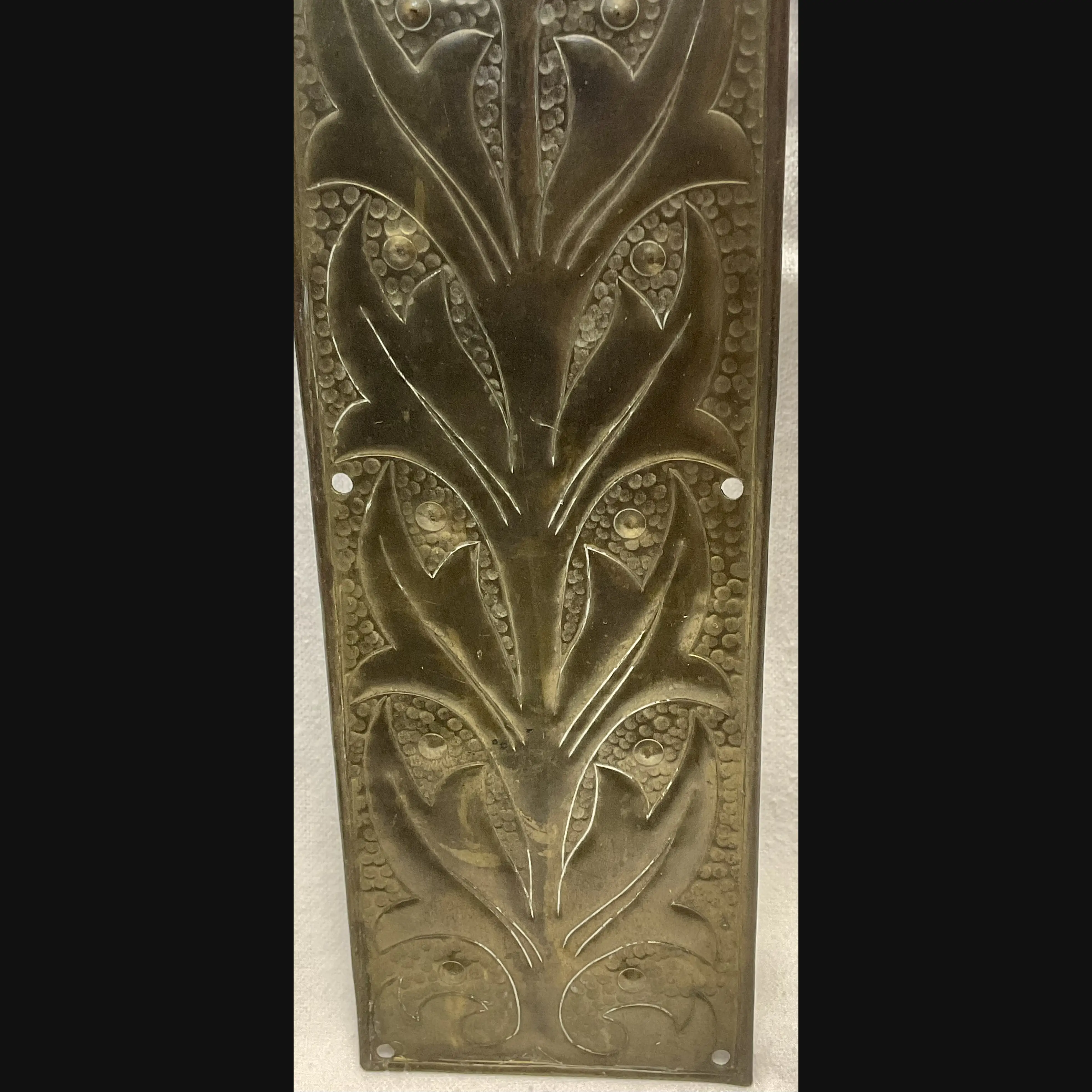 keswick school of industrial art brass arts and crafts door finger plate with stylised flower head c1900