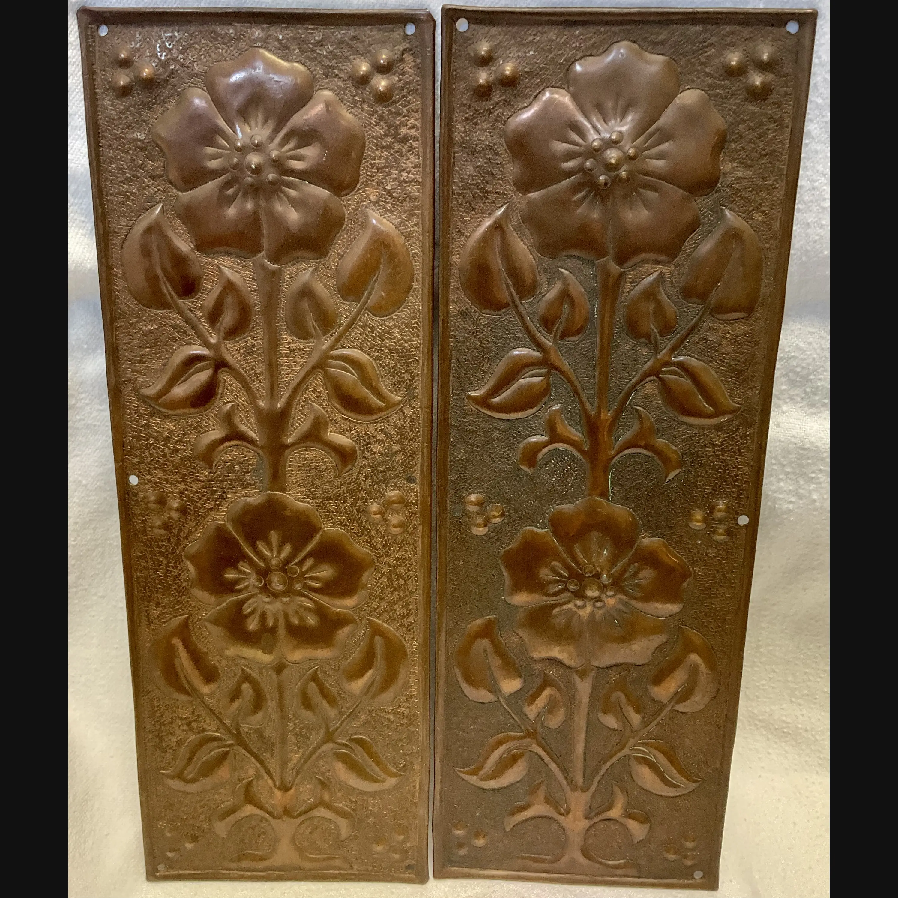 w h mawson keswick home industries arts and crafts copper door finger plates c1905