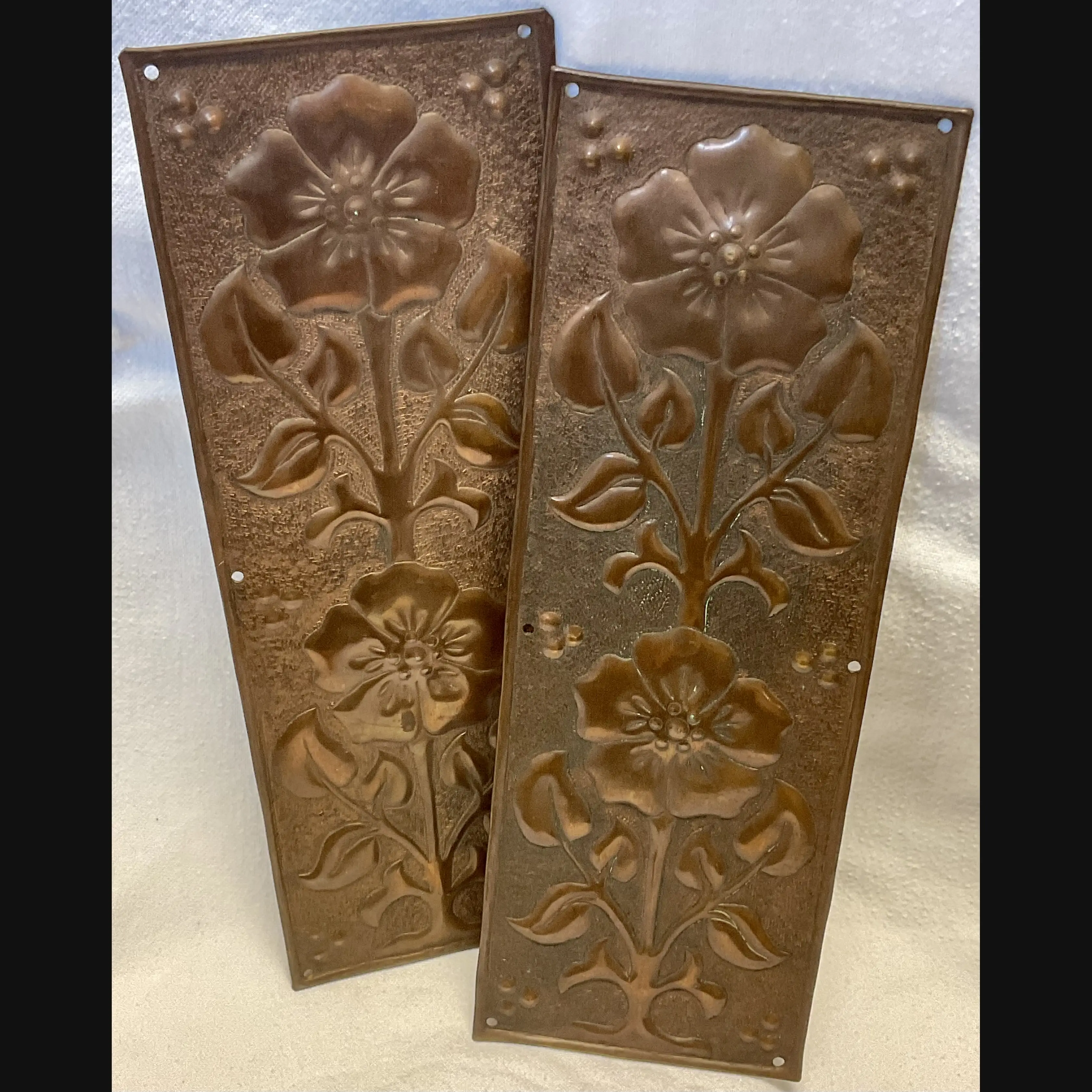 w h mawson keswick home industries arts and crafts copper door finger plates c1905