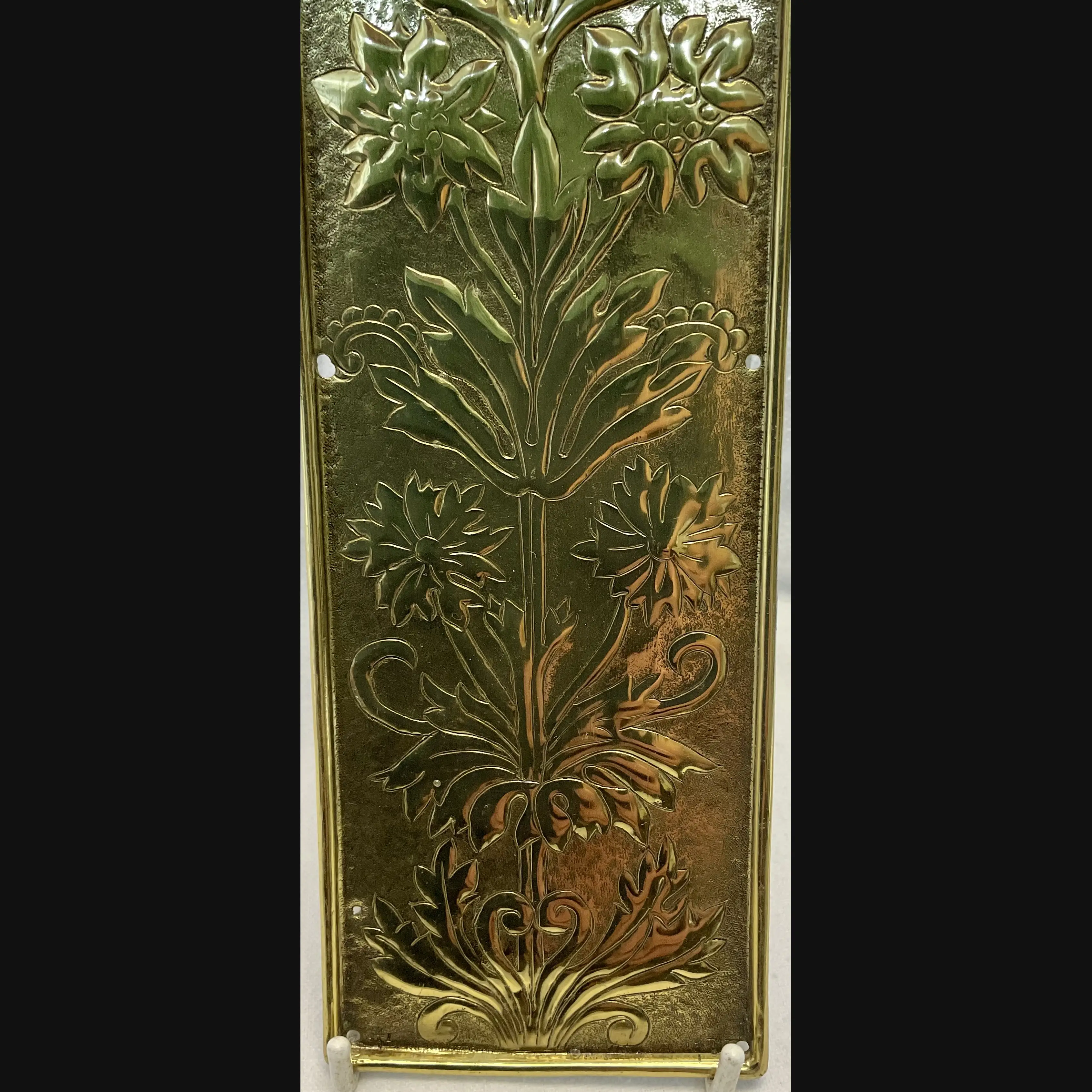 keswick school of industrial art ksia arts and crafts brass door finger plate flower heads c1900