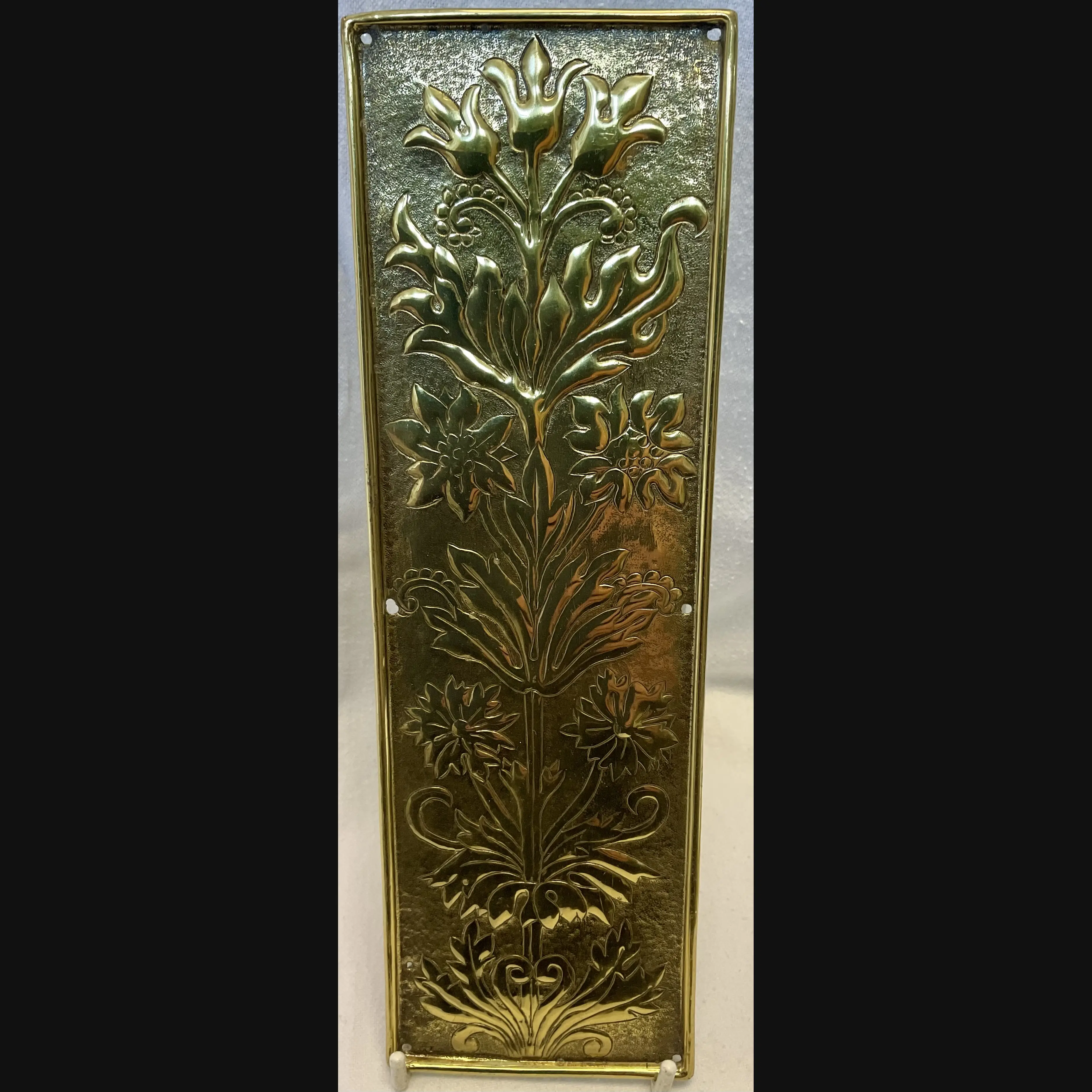 keswick school of industrial art ksia arts and crafts brass door finger plate flower heads c1900