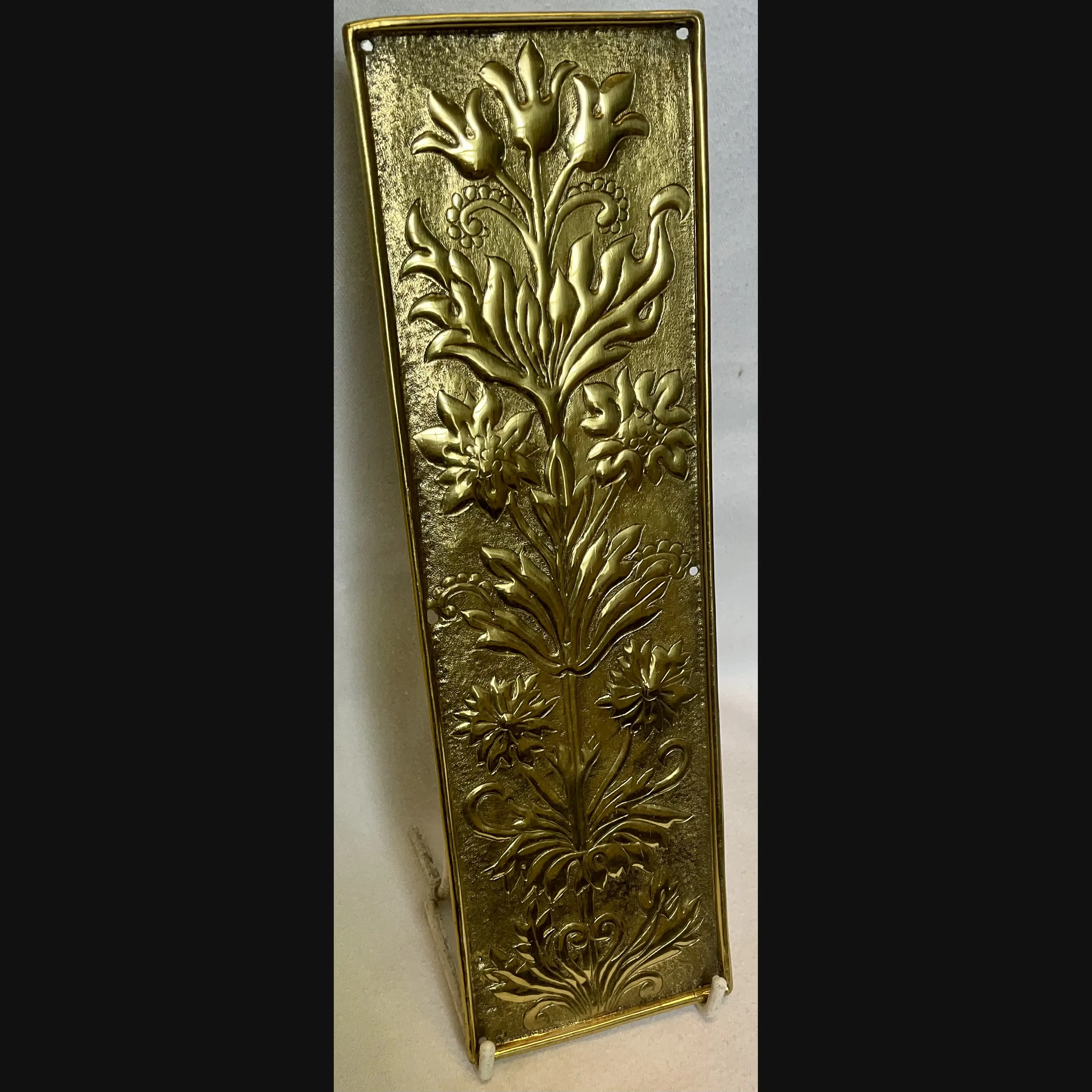 keswick school of industrial art ksia arts and crafts brass door finger plate flower heads c1900
