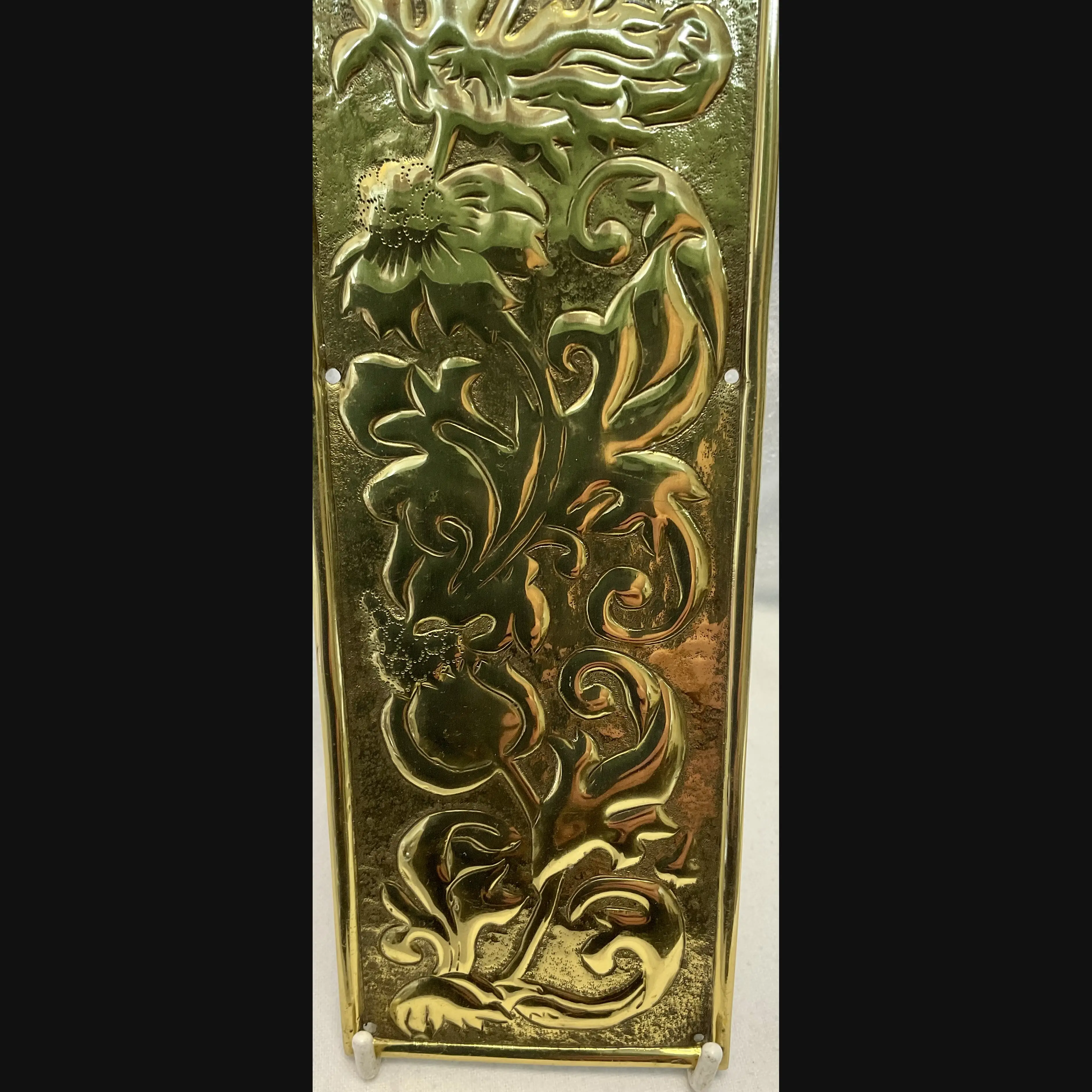 keswick school of industrial art ksia arts and crafts brass door finger plate flowers c1900