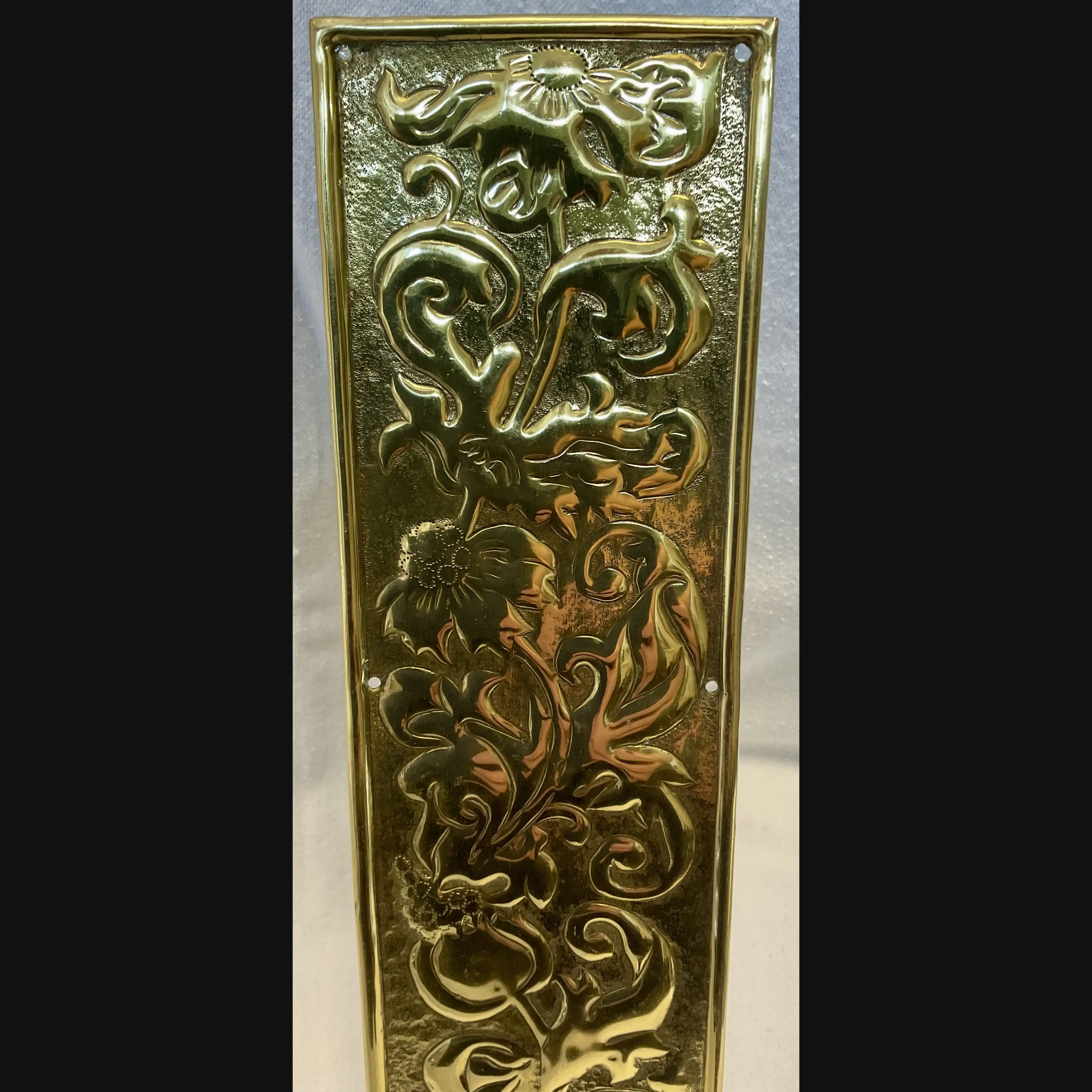 keswick school of industrial art ksia arts and crafts brass door finger plate flowers c1900