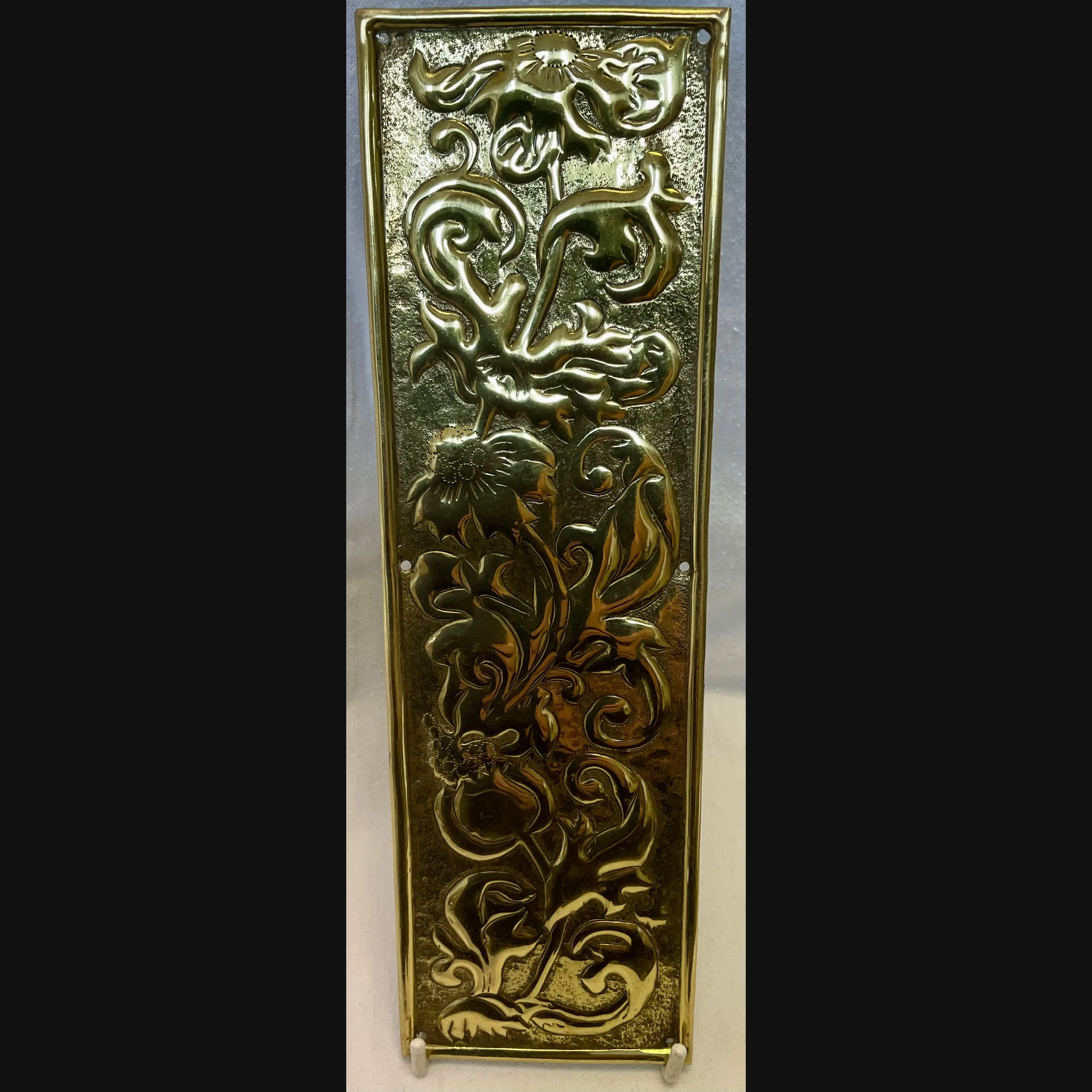 keswick school of industrial art ksia arts and crafts brass door finger plate flowers c1900