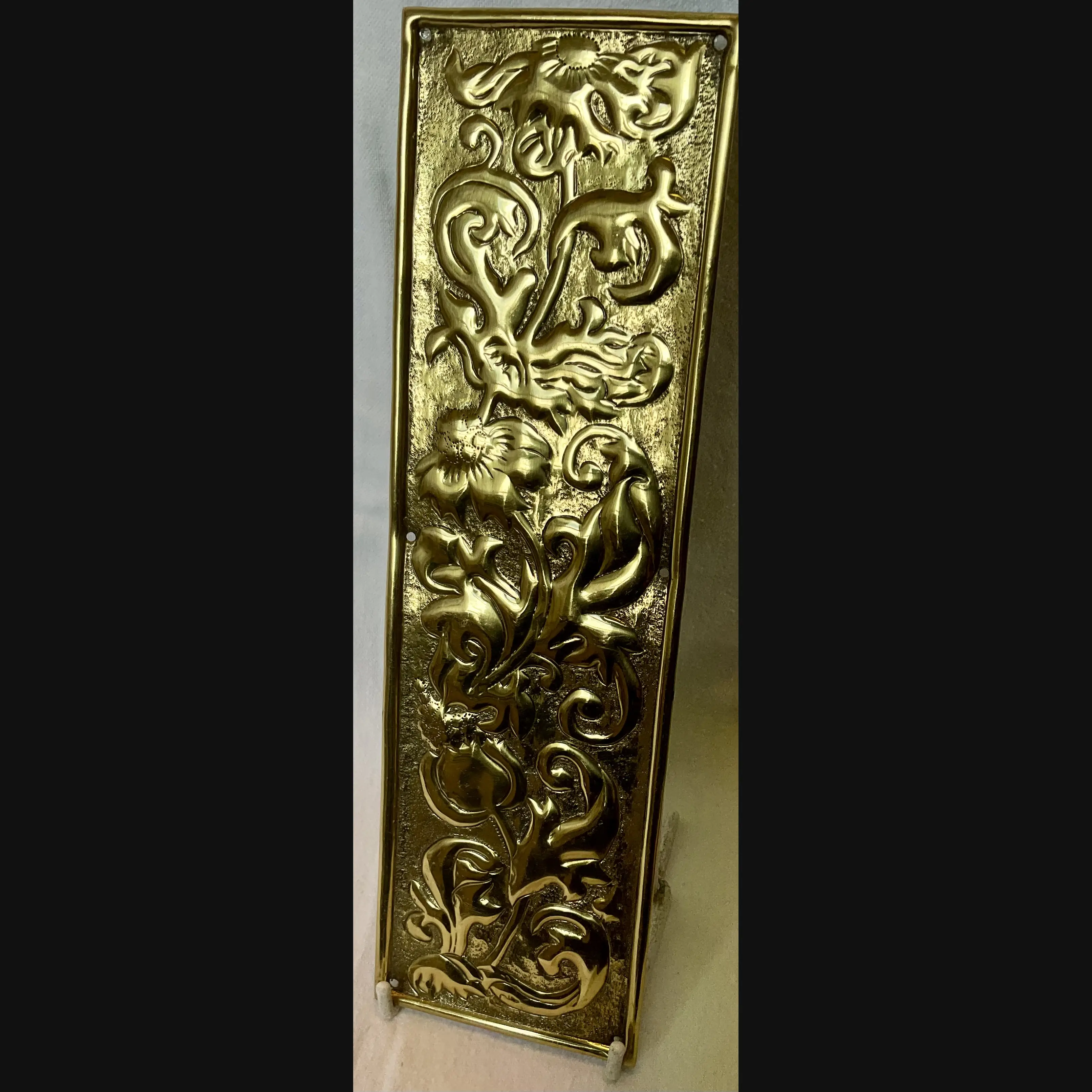 keswick school of industrial art ksia arts and crafts brass door finger plate flowers c1900