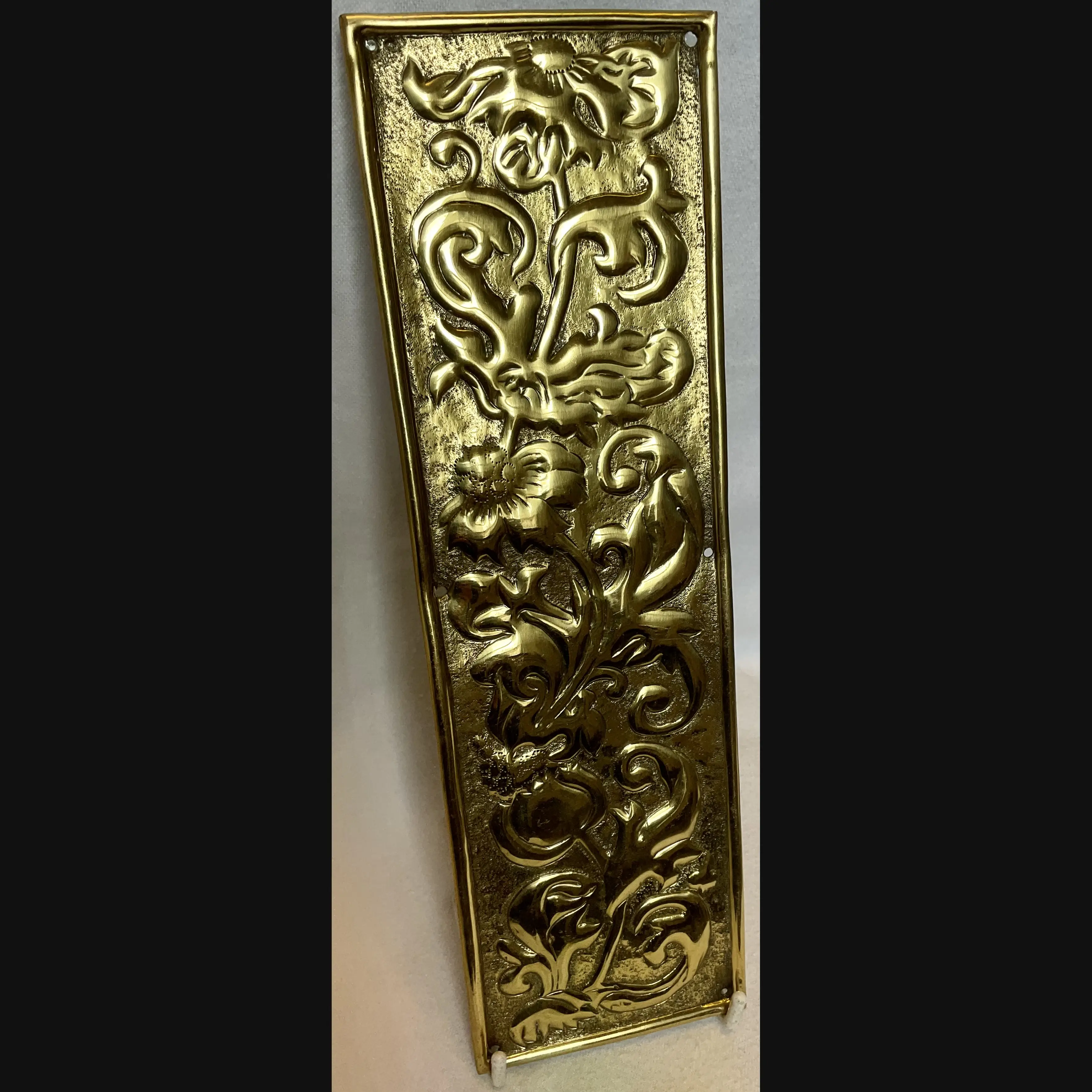 keswick school of industrial art ksia arts and crafts brass door finger plate flowers c1900