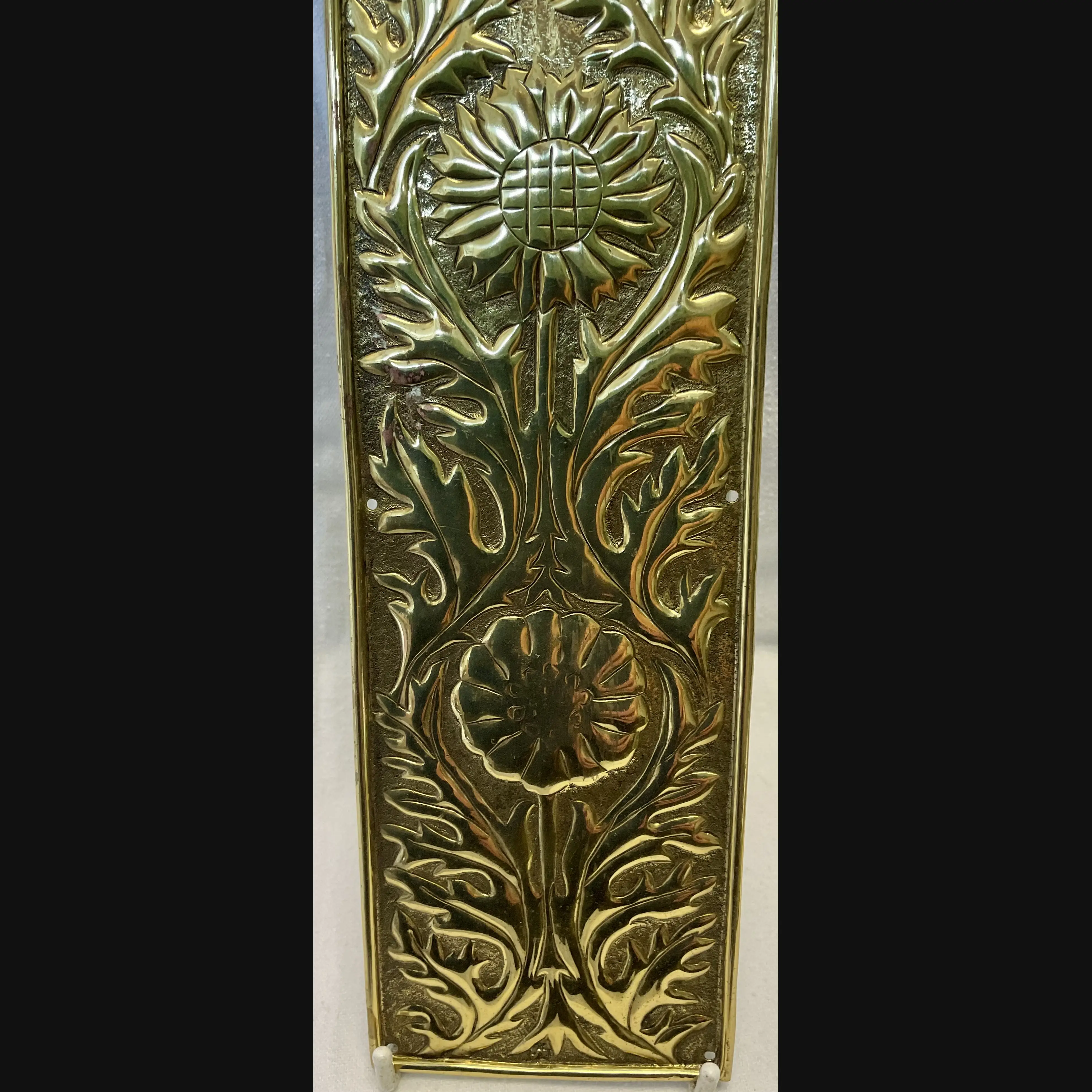 keswick school of industrial art ksia arts and crafts brass door finger plate sunflower c1900