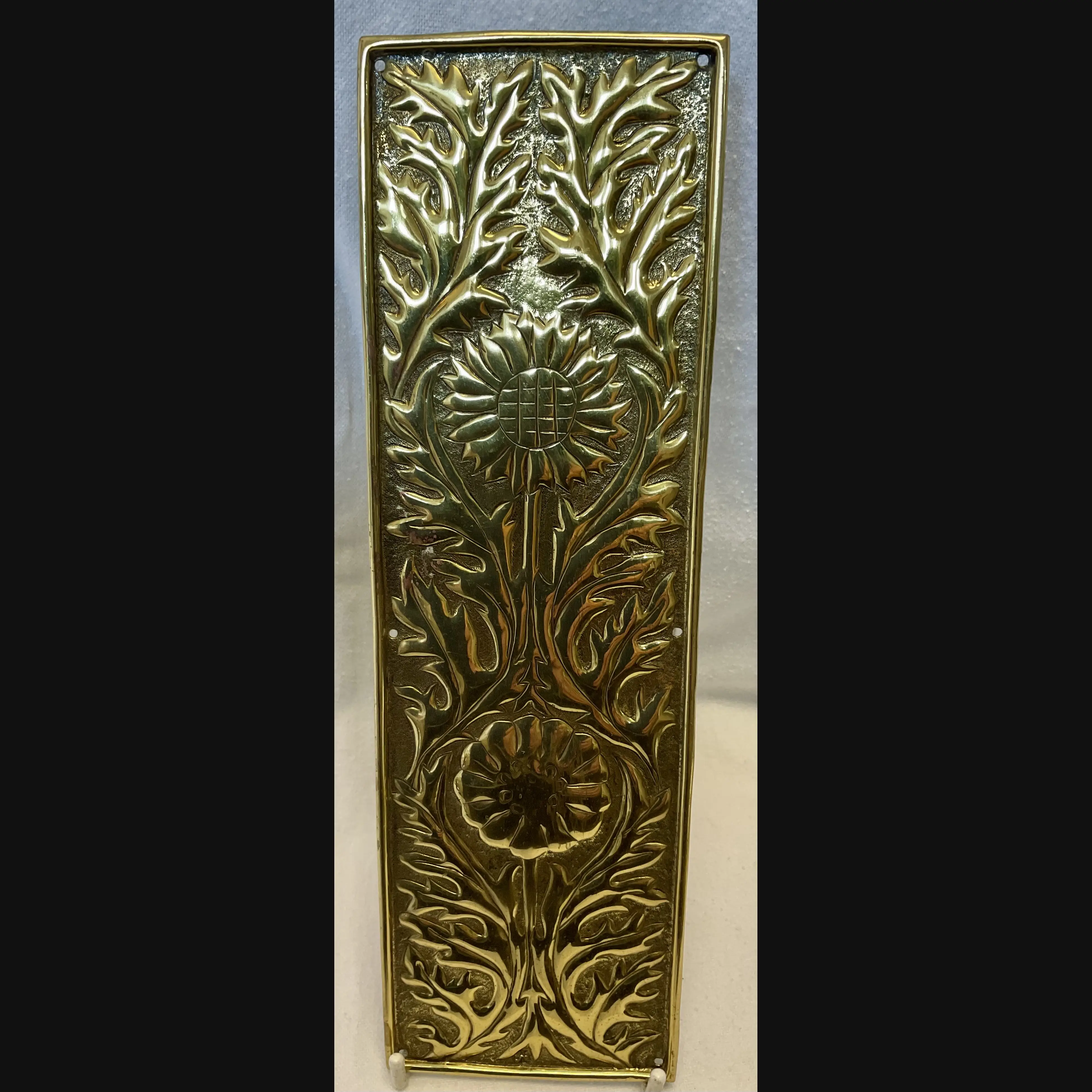 keswick school of industrial art ksia arts and crafts brass door finger plate sunflower c1900