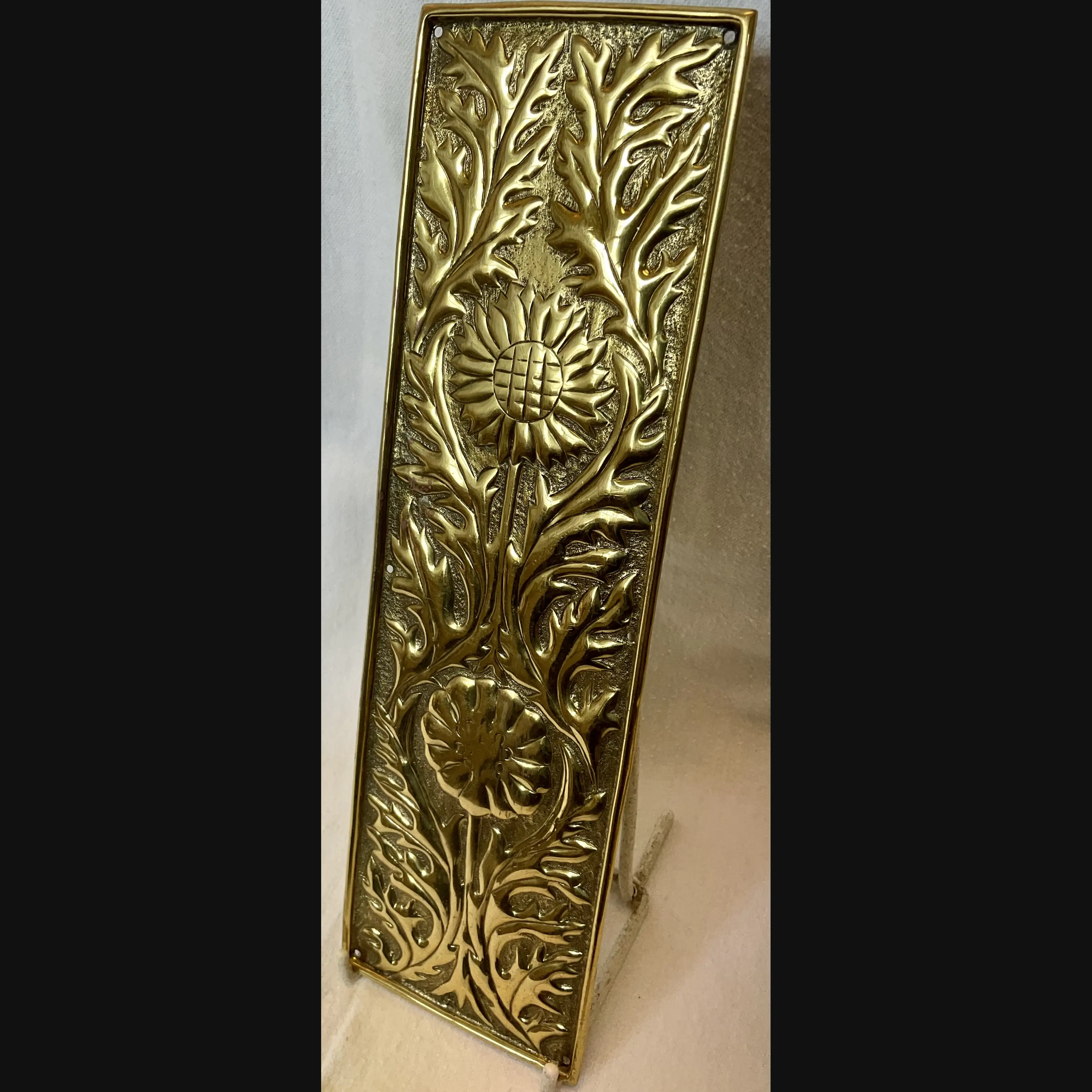 keswick school of industrial art ksia arts and crafts brass door finger plate sunflower c1900