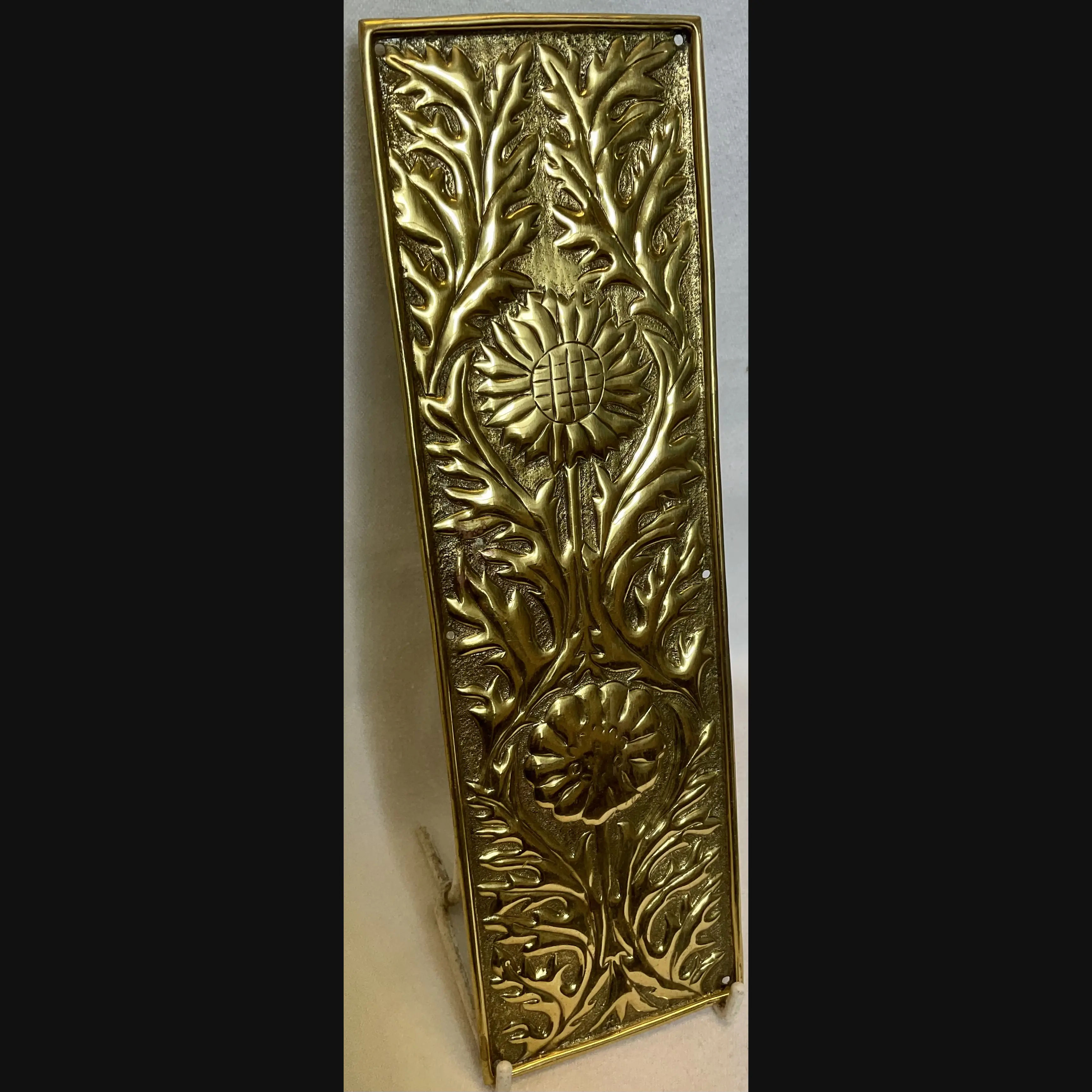 keswick school of industrial art ksia arts and crafts brass door finger plate sunflower c1900