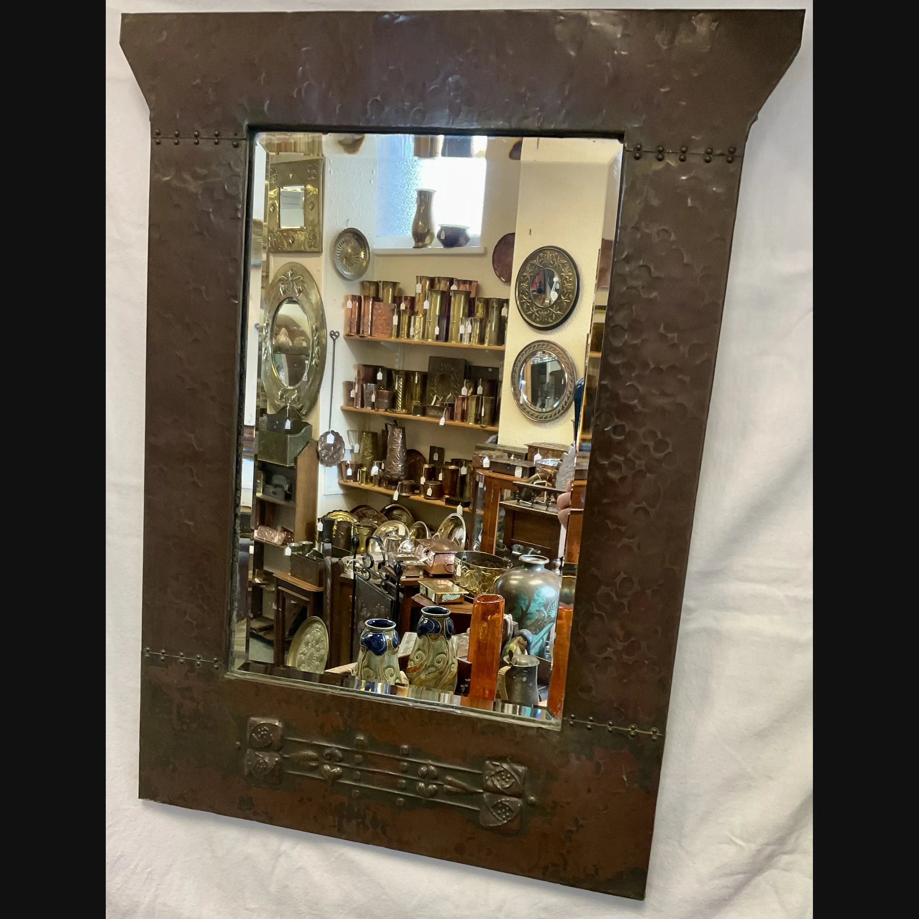 scottish arts and crafts glasgow style copper glasgow rose hall mirror c1900