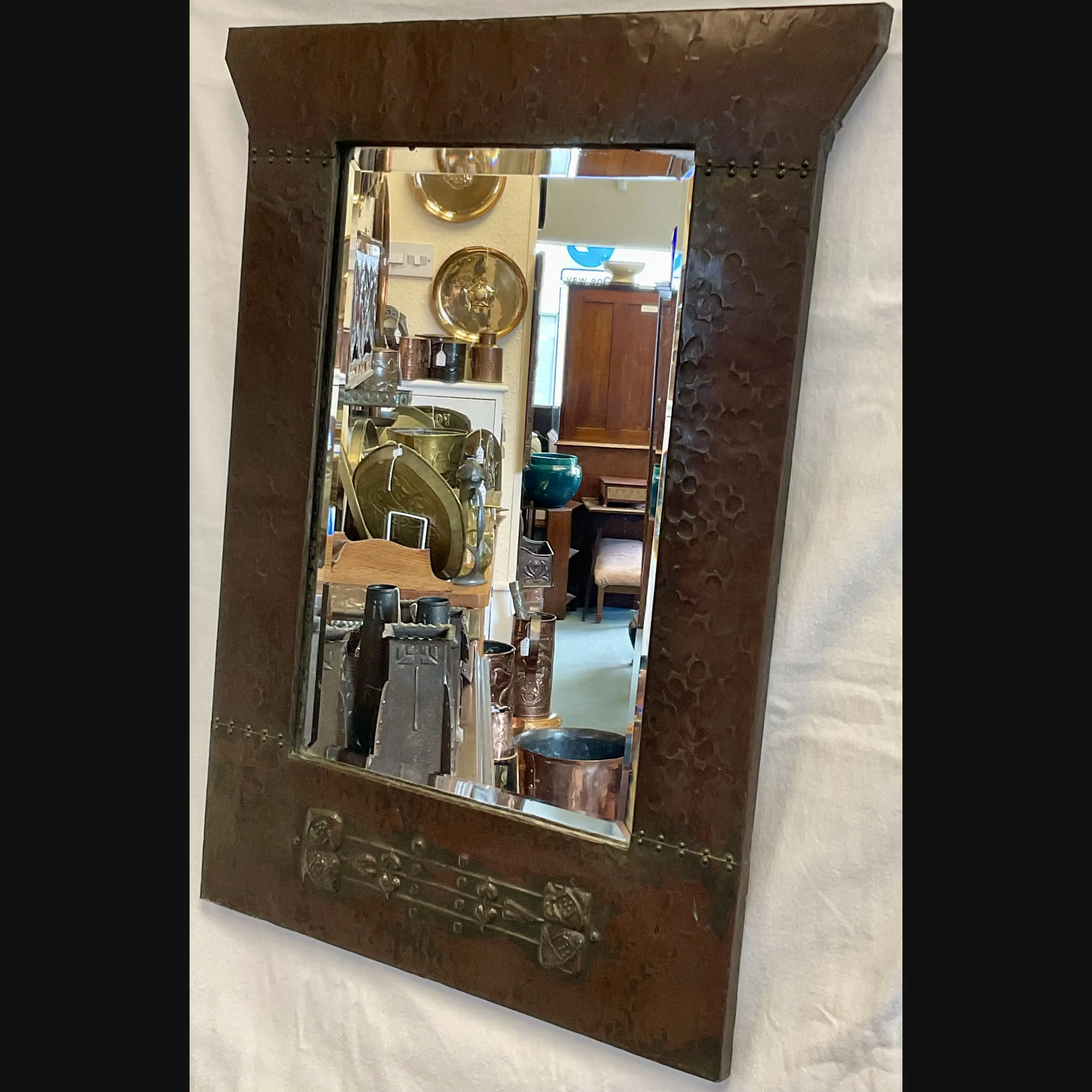scottish arts and crafts glasgow style copper glasgow rose hall mirror c1900