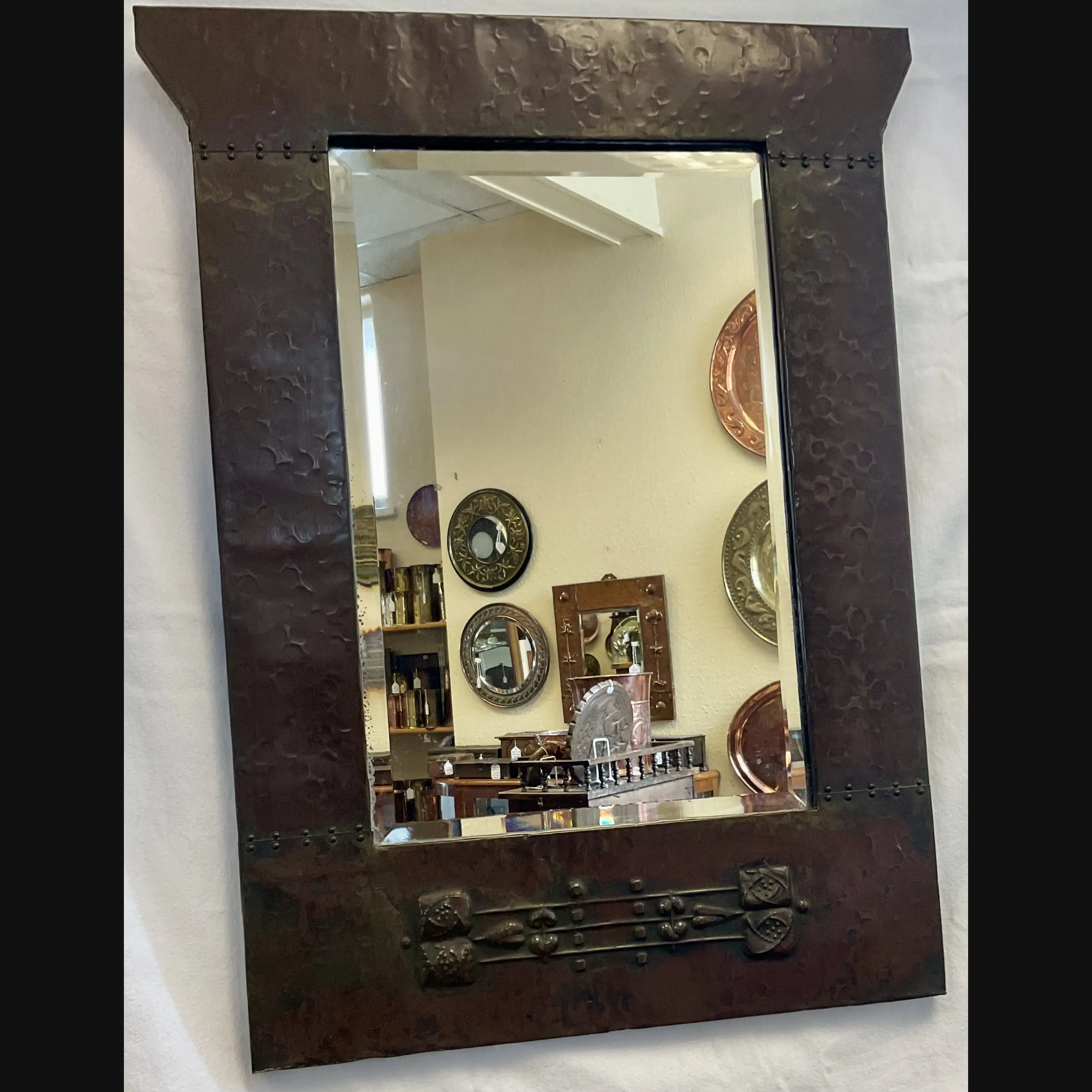 scottish arts and crafts glasgow style copper glasgow rose hall mirror c1900