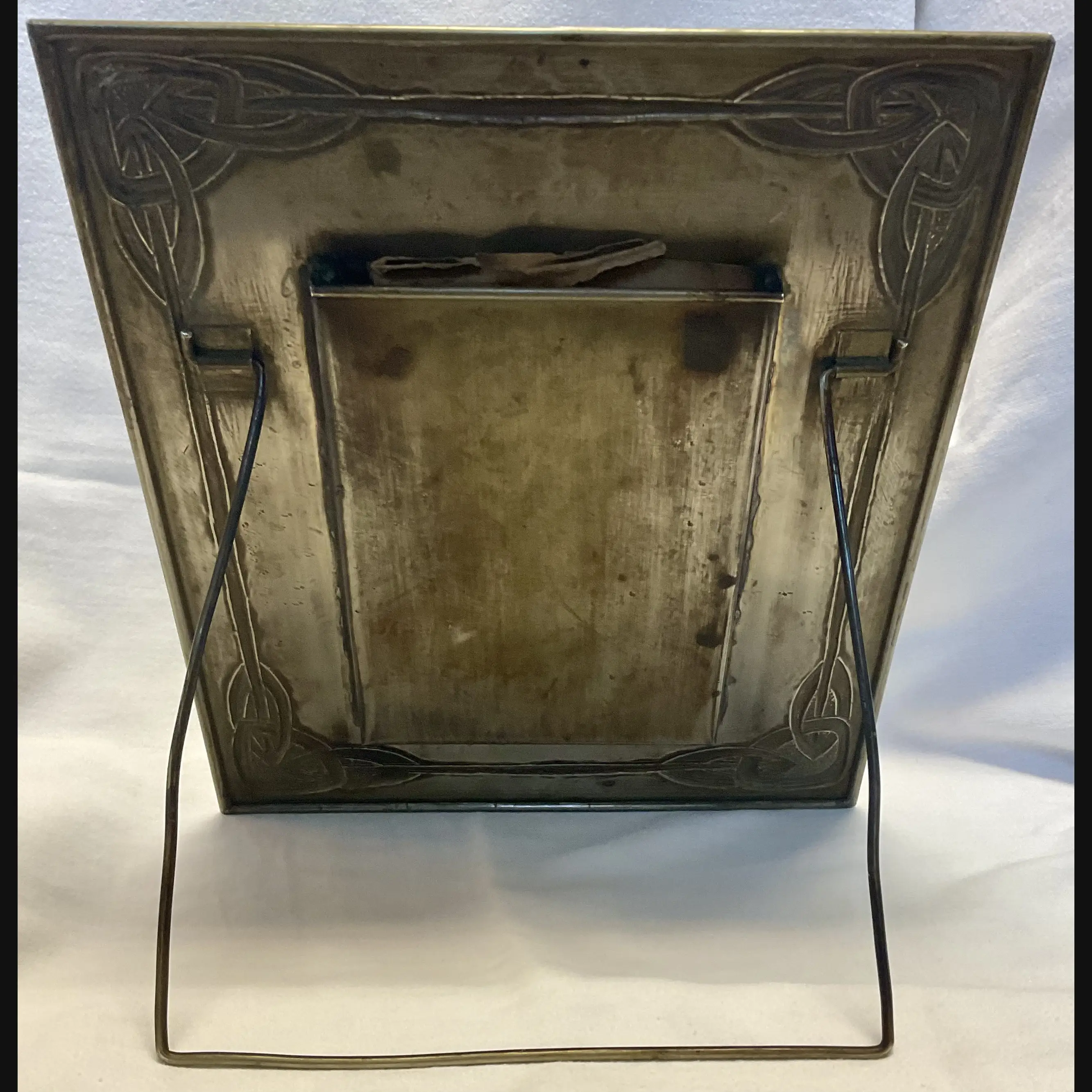 large glasgow girls glasgow style scottish celtic arts and crafts white metal easel backed photo frame c1900 10