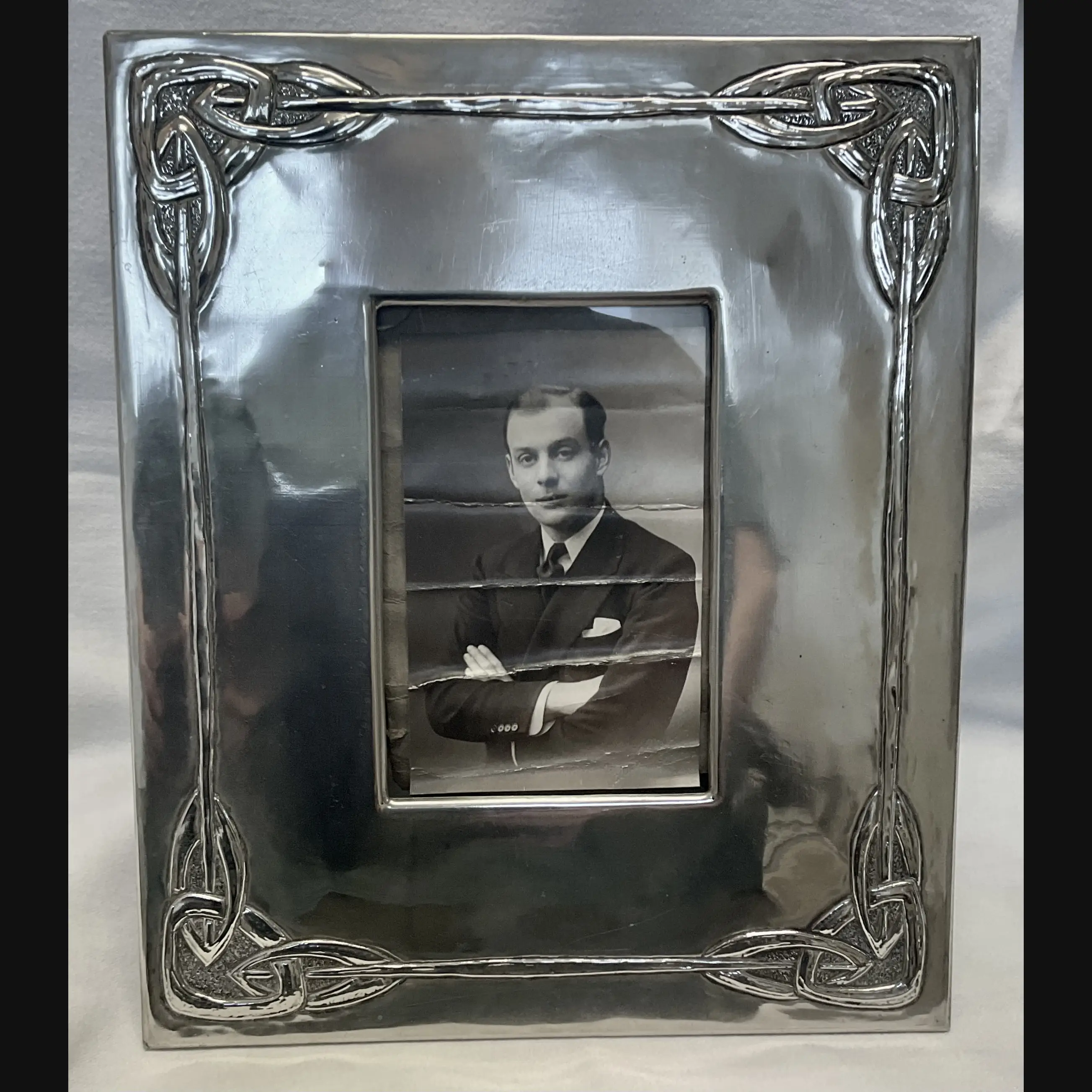 large glasgow girls glasgow style scottish celtic arts and crafts white metal easel backed photo frame c1900 10