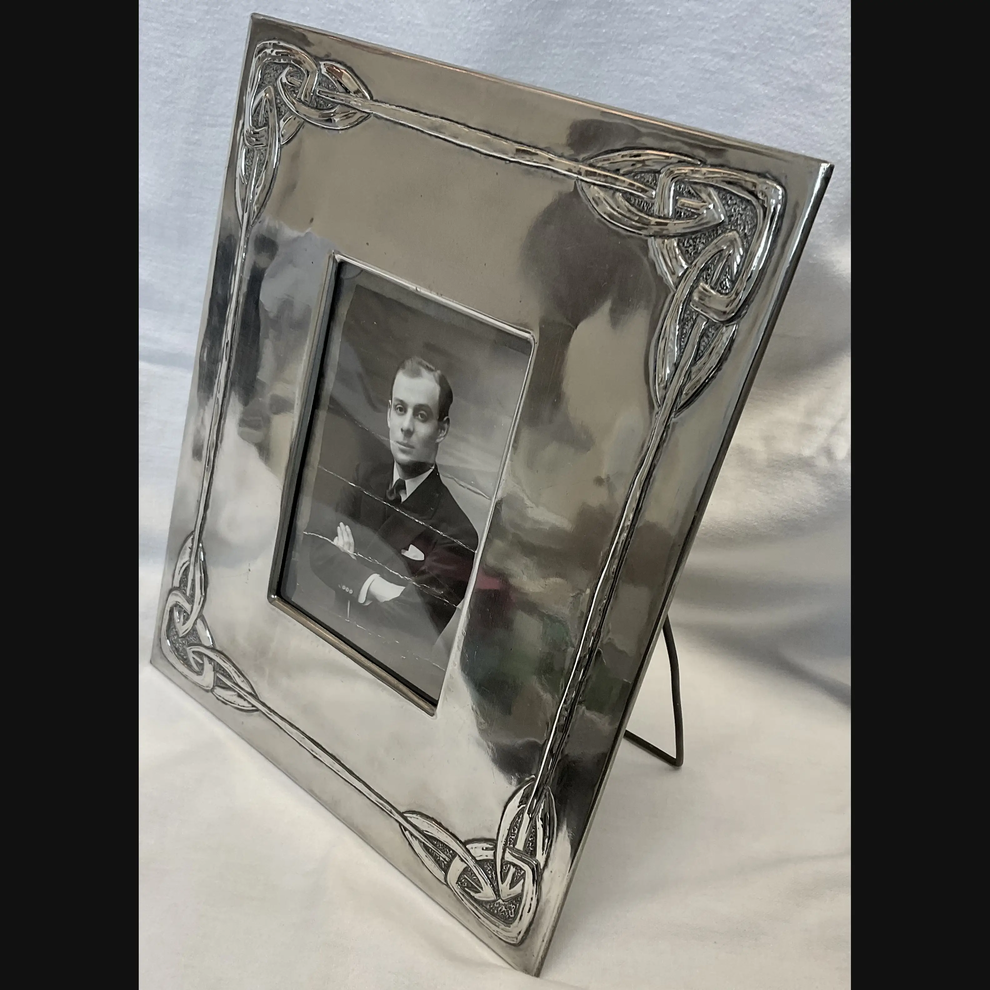 large glasgow girls glasgow style scottish celtic arts and crafts white metal easel backed photo frame c1900 10