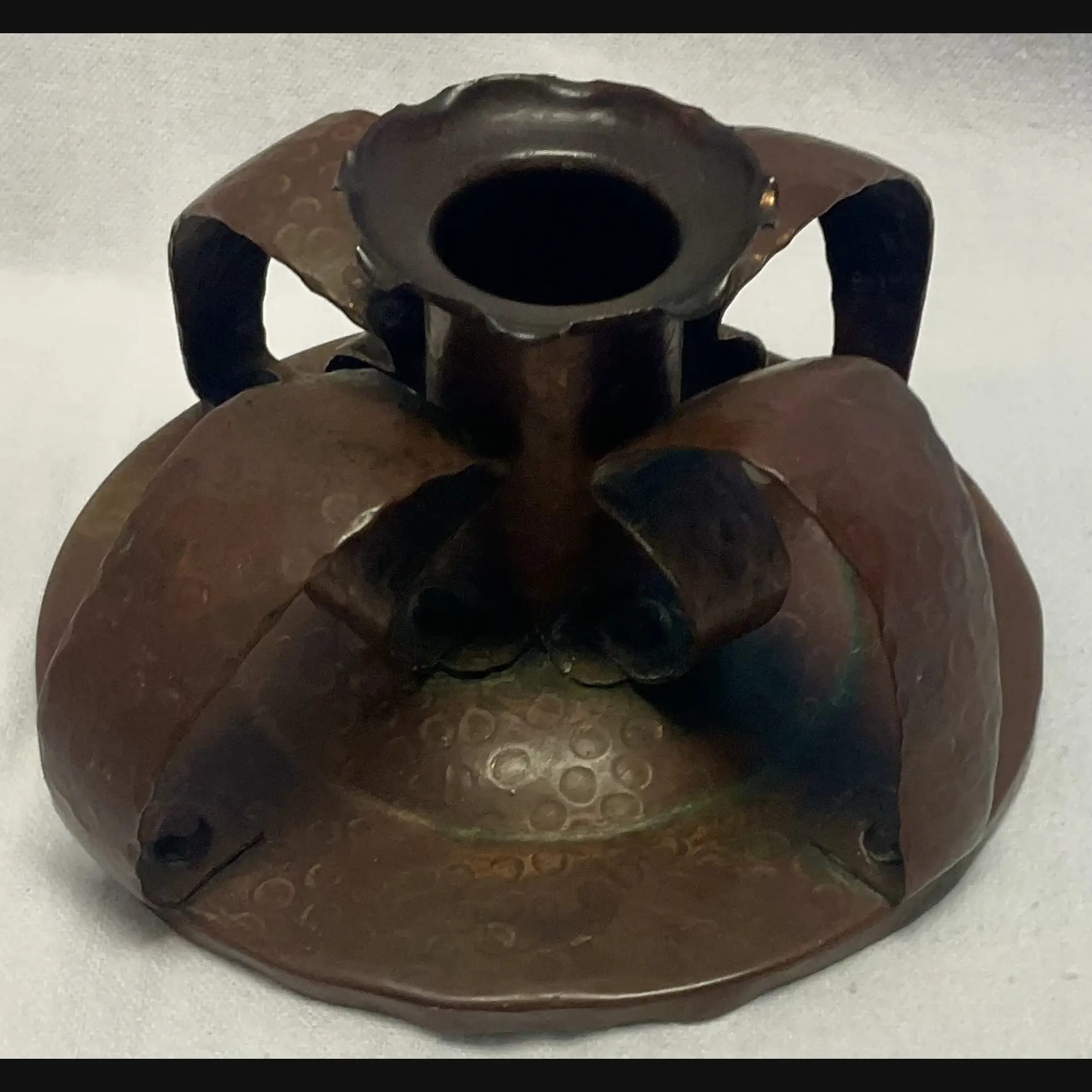 j f pool hayle copper works cornish arts and crafts copper chamber stick c1908