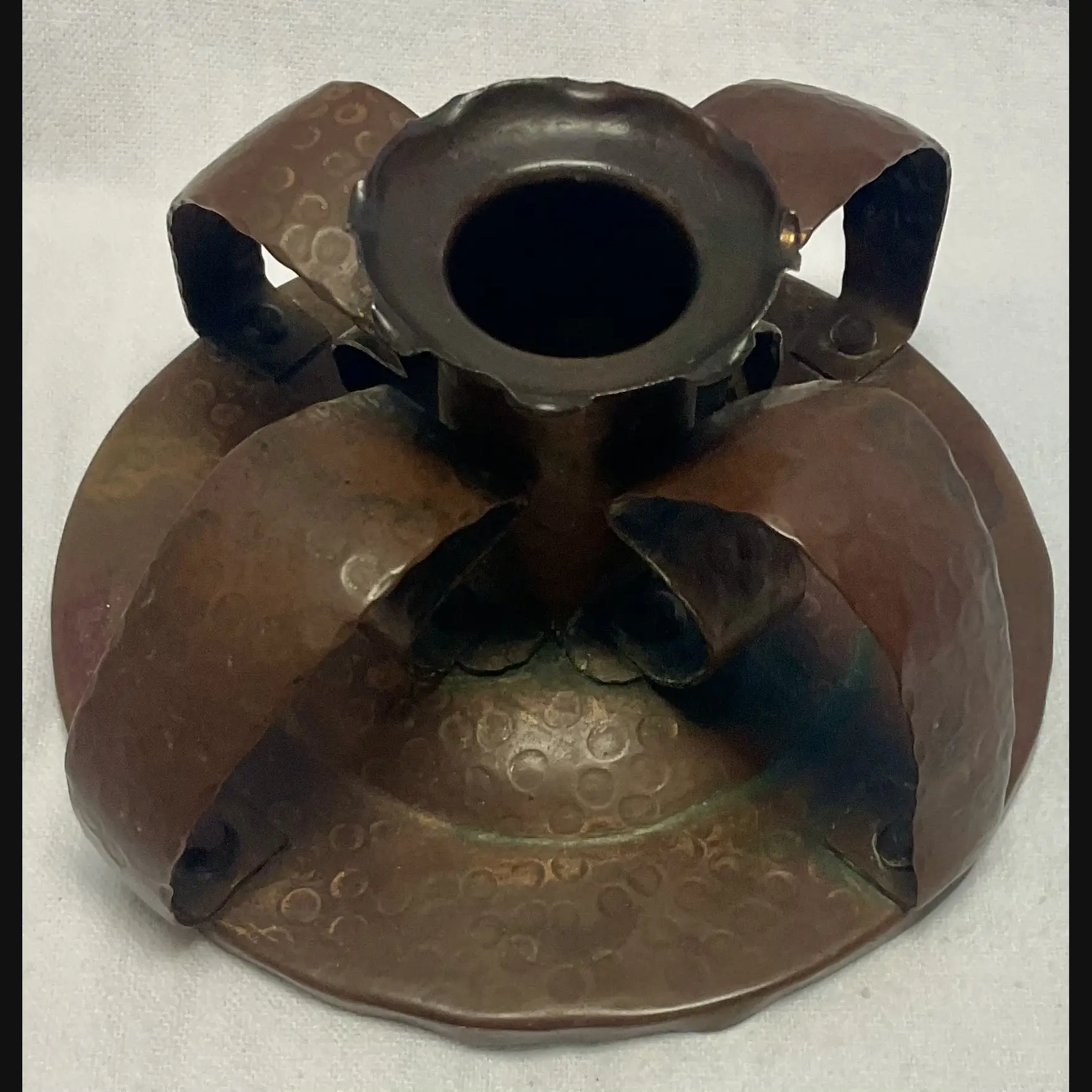 j f pool hayle copper works cornish arts and crafts copper chamber stick c1908