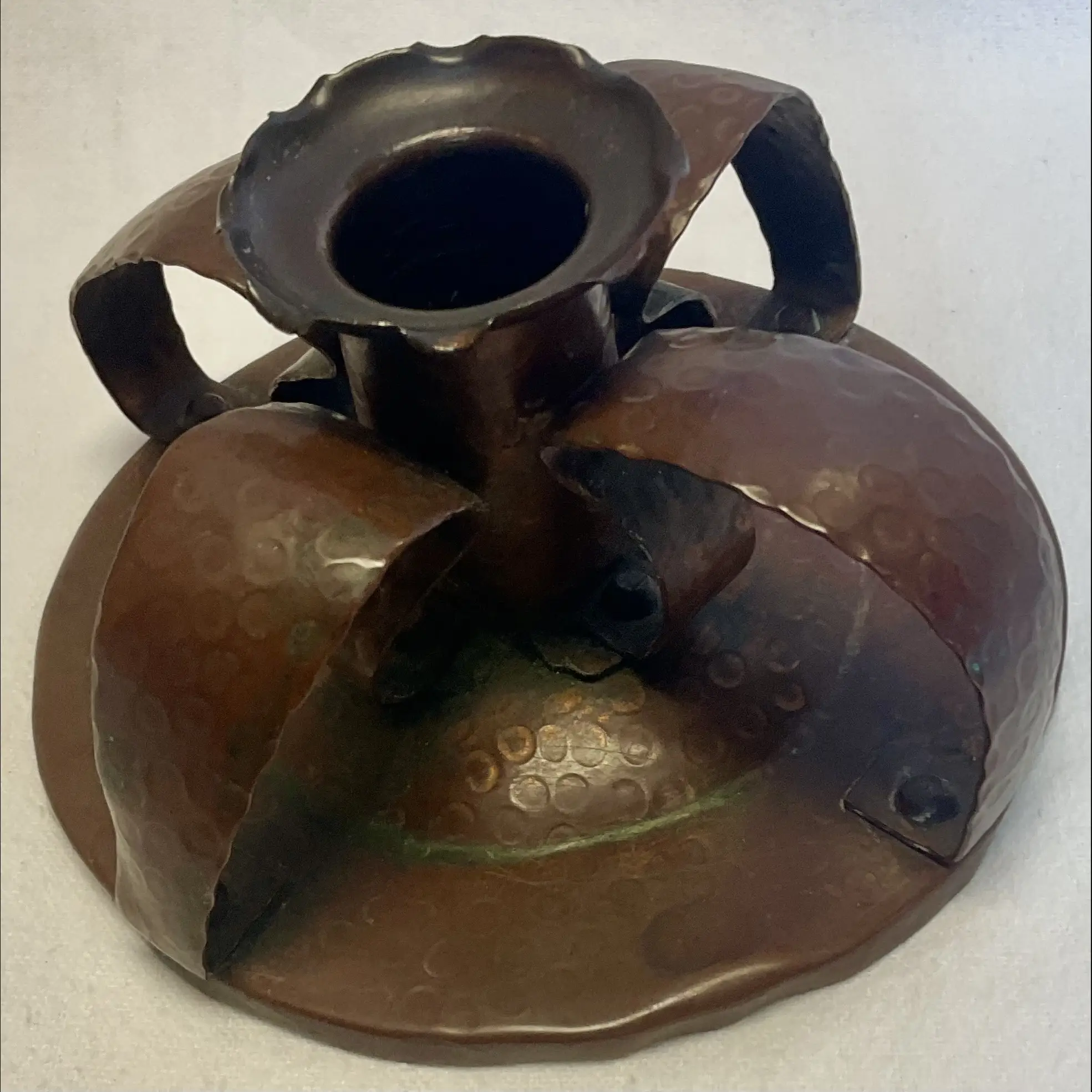 j f pool hayle copper works cornish arts and crafts copper chamber stick c1908