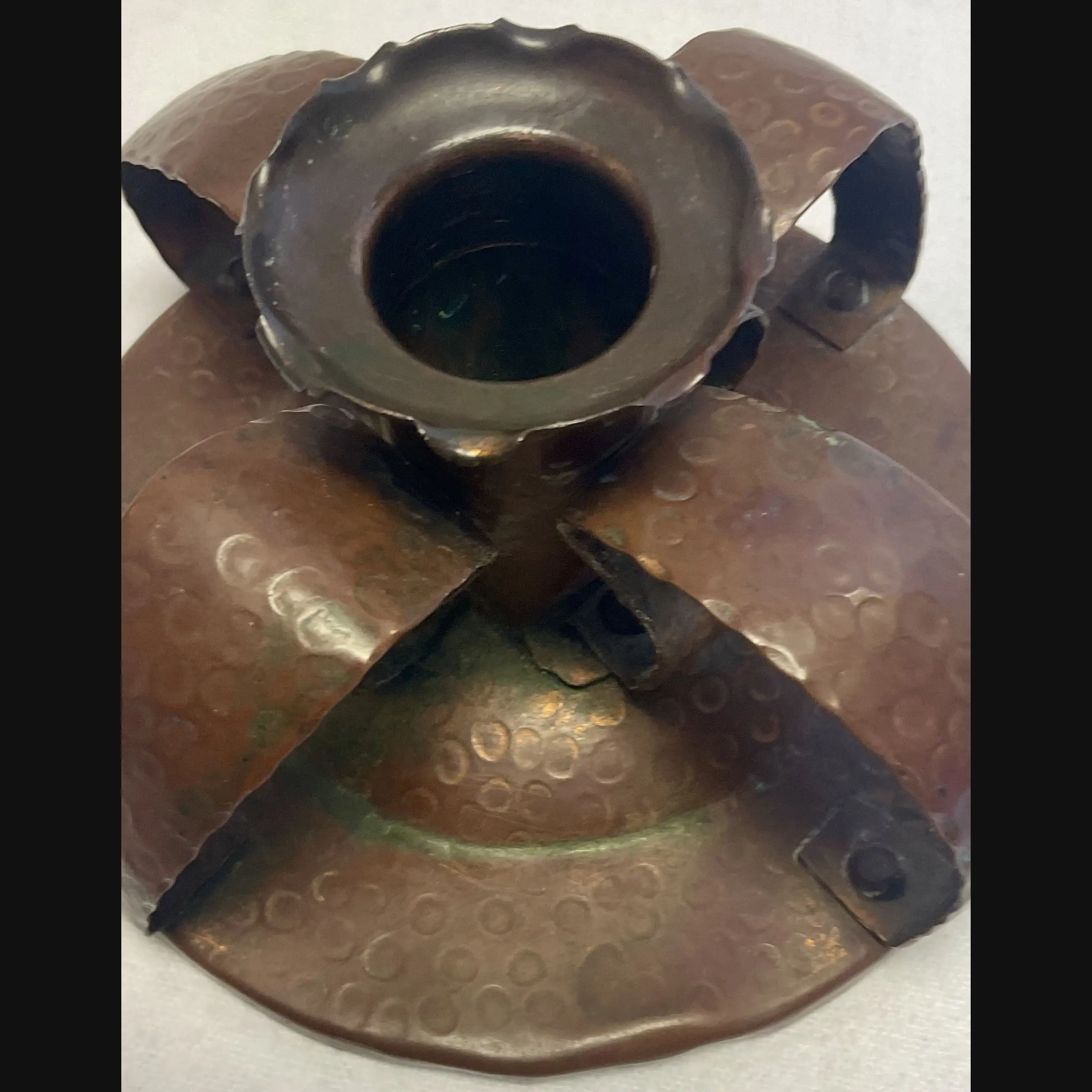 j f pool hayle copper works cornish arts and crafts copper chamber stick c1908