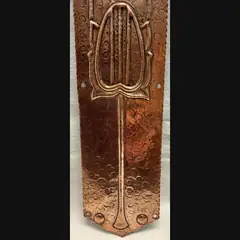 j f pool hayle copper works secessionist hammered copper door finger plate c1908