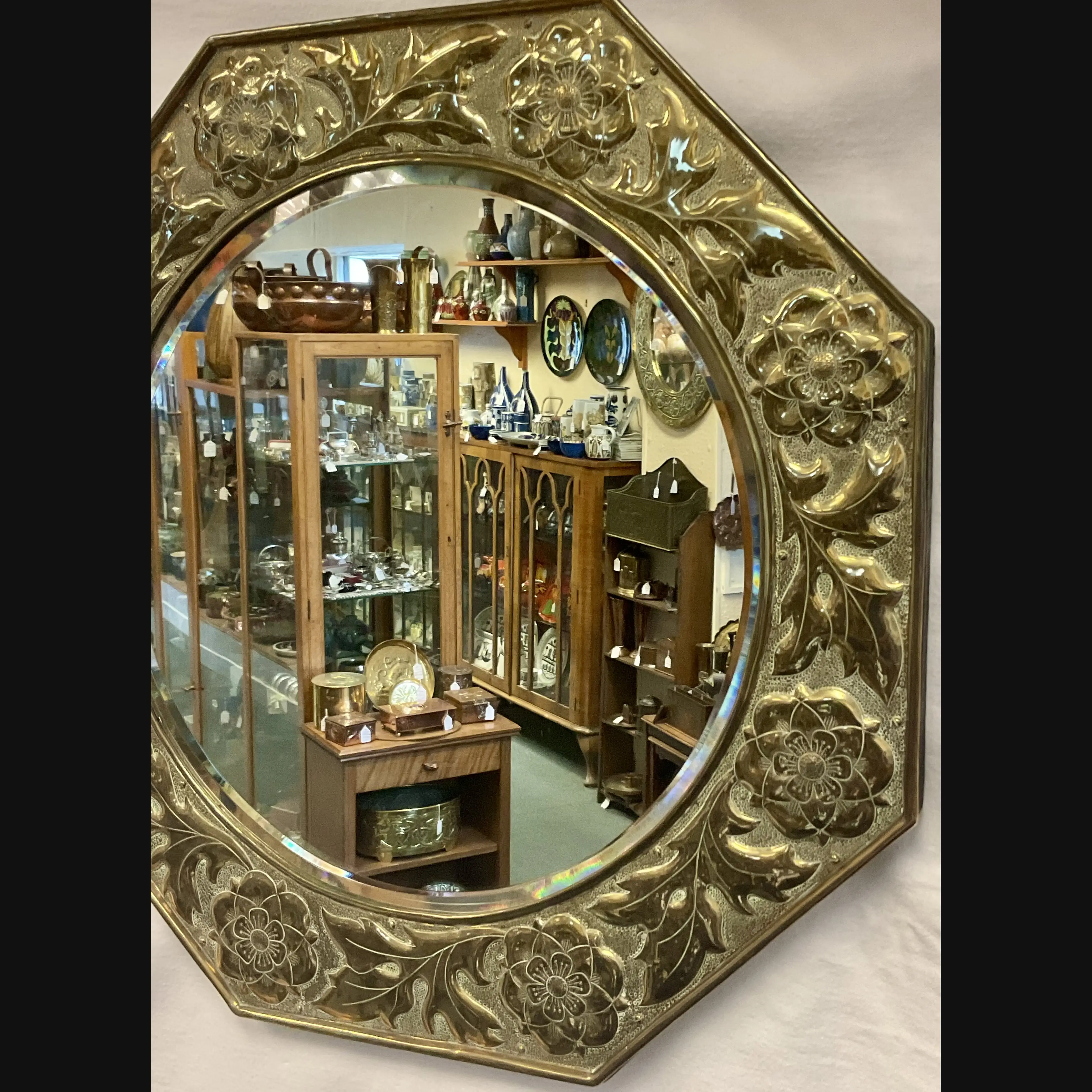 keswick school of industrial art ksia arts and crafts large brass hall mirror c1900 10