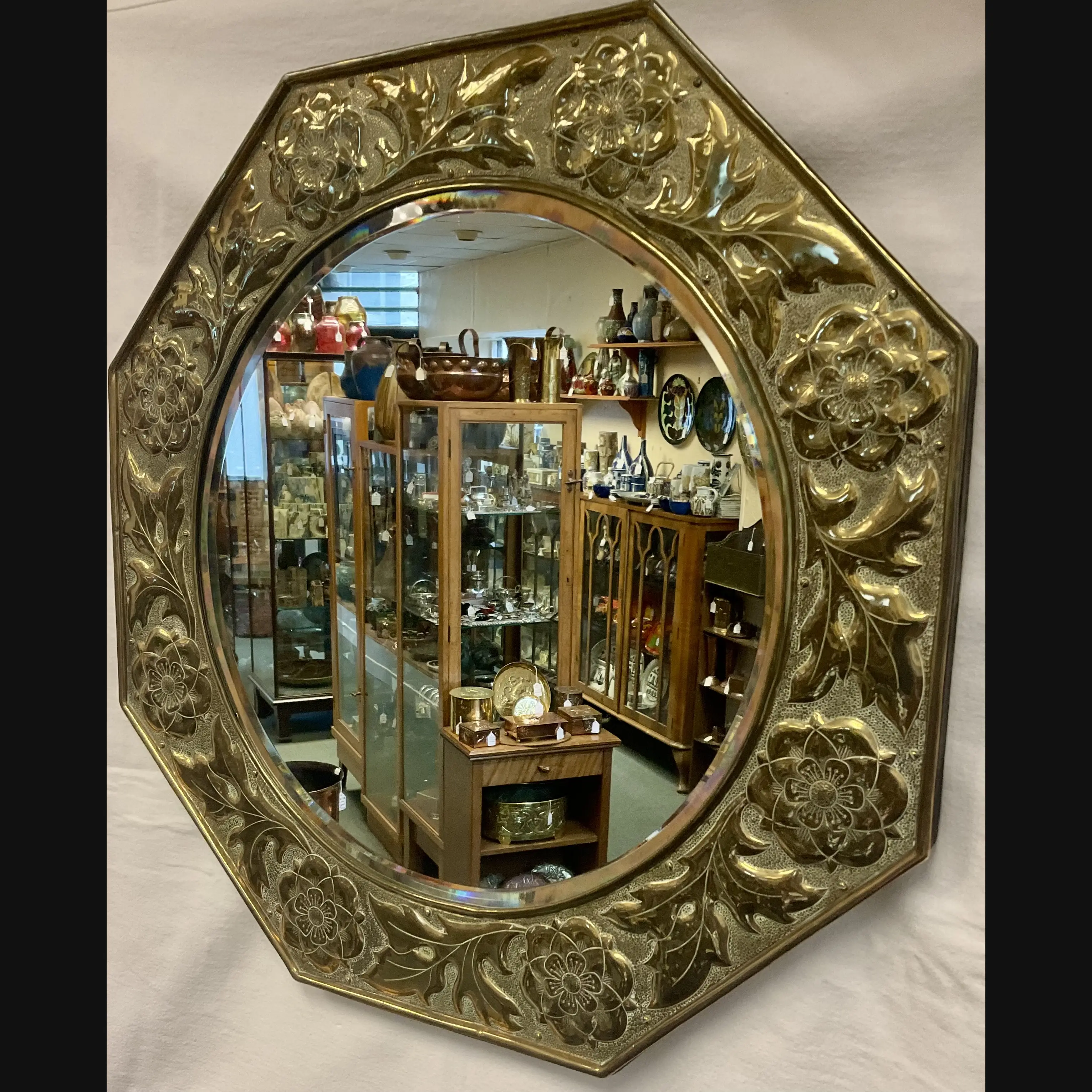 keswick school of industrial art ksia arts and crafts large brass hall mirror c1900 10