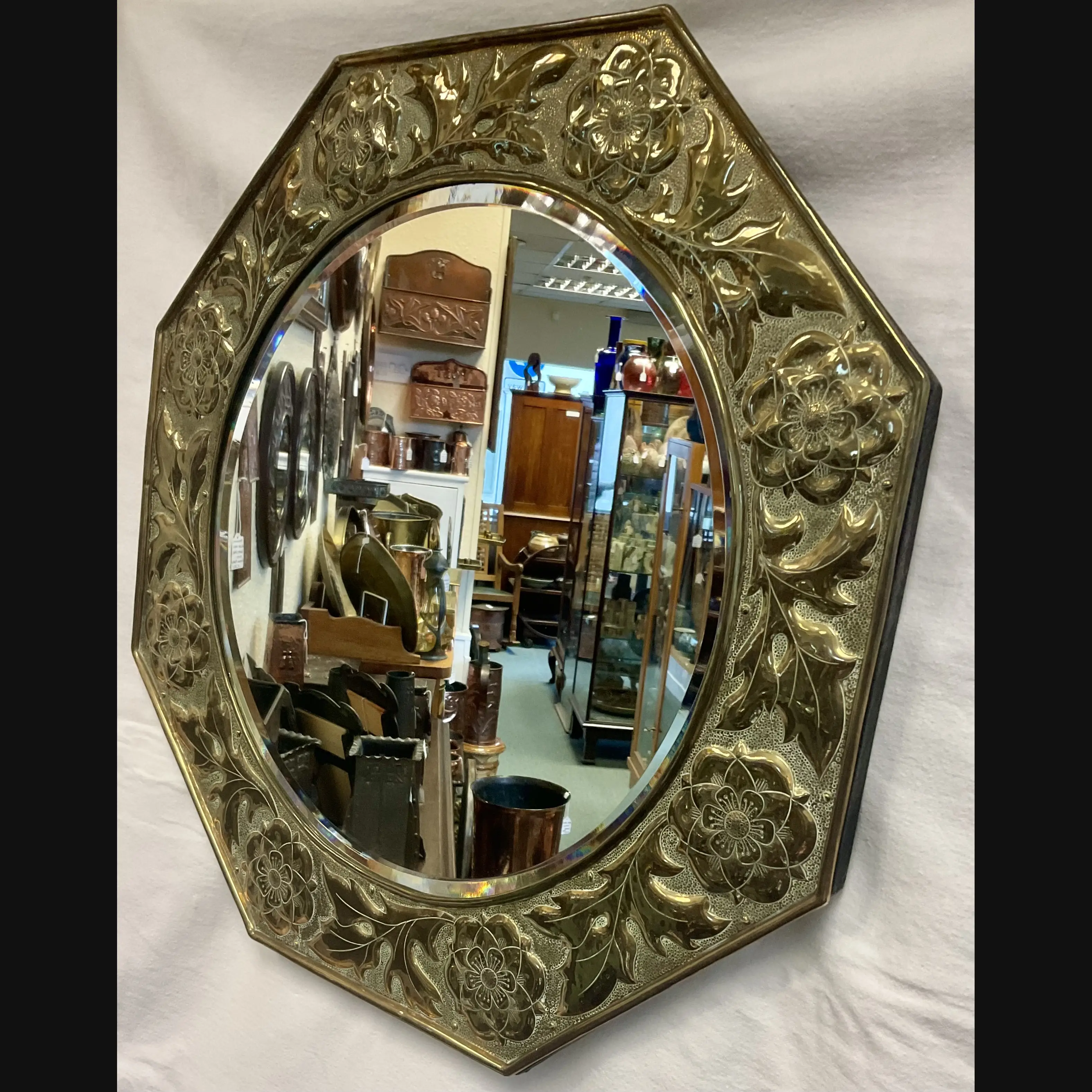 keswick school of industrial art ksia arts and crafts large brass hall mirror c1900 10