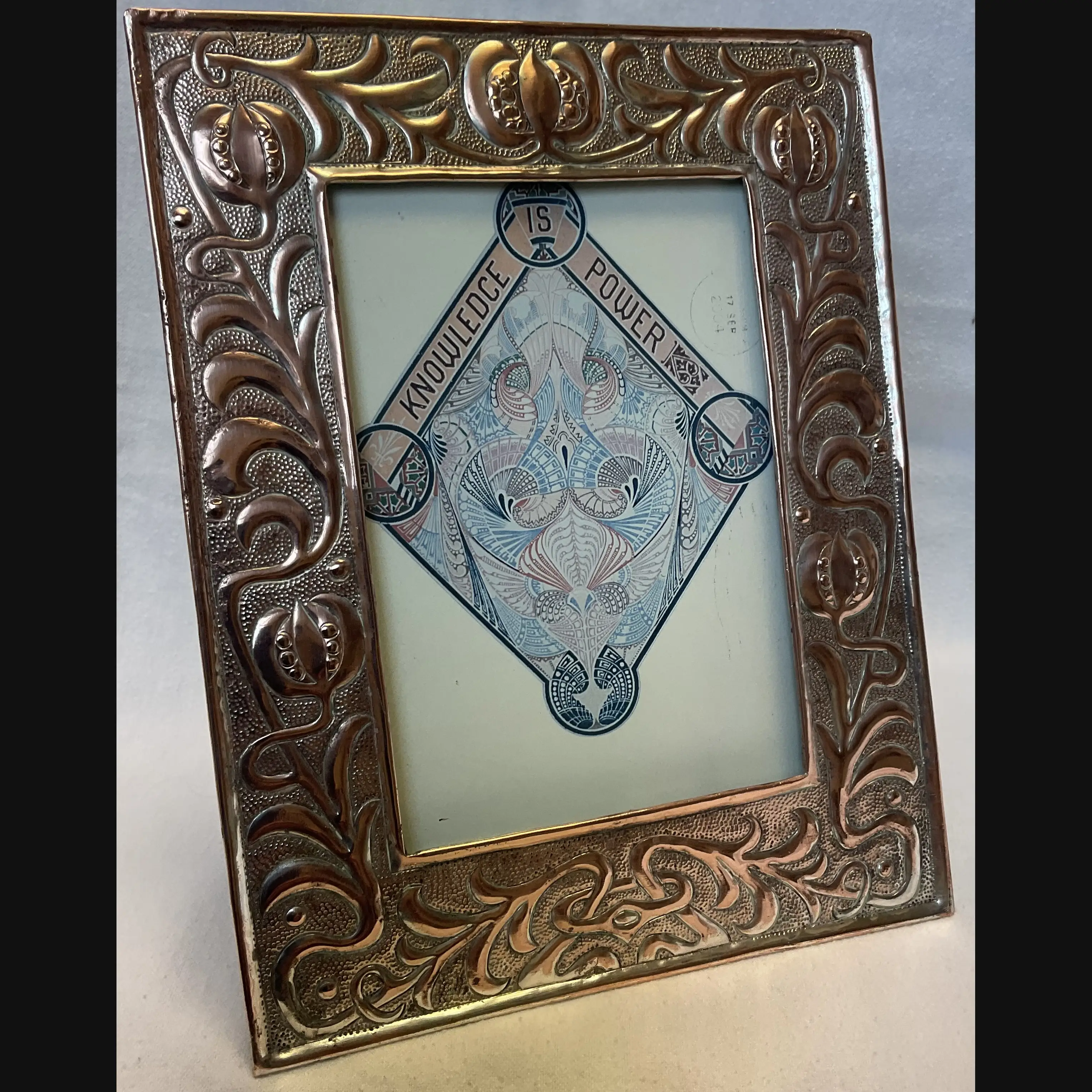 w h mawson keswick home industries khi arts and crafts art nouveau seed heads easel backed photo frame