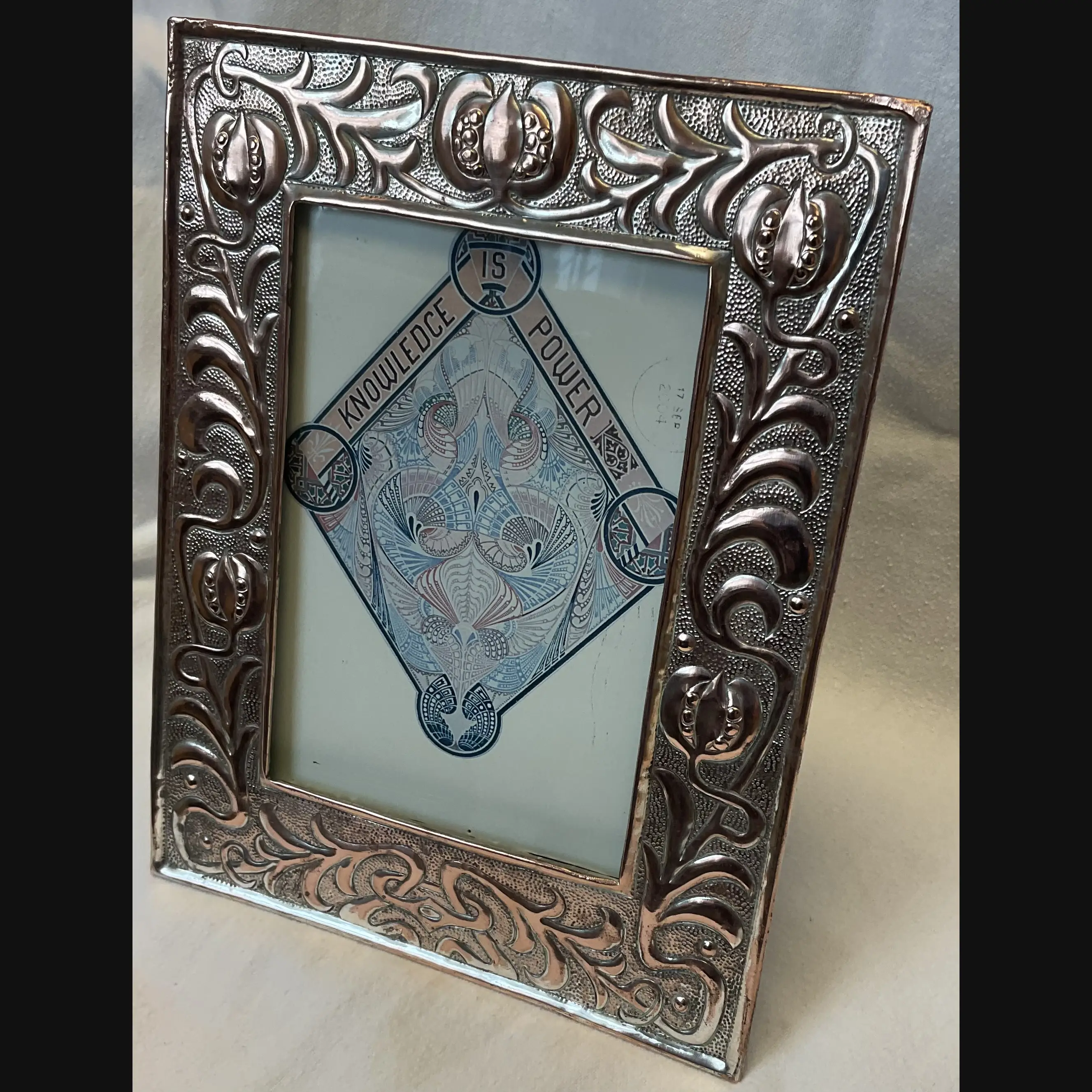 w h mawson keswick home industries khi arts and crafts art nouveau seed heads easel backed photo frame