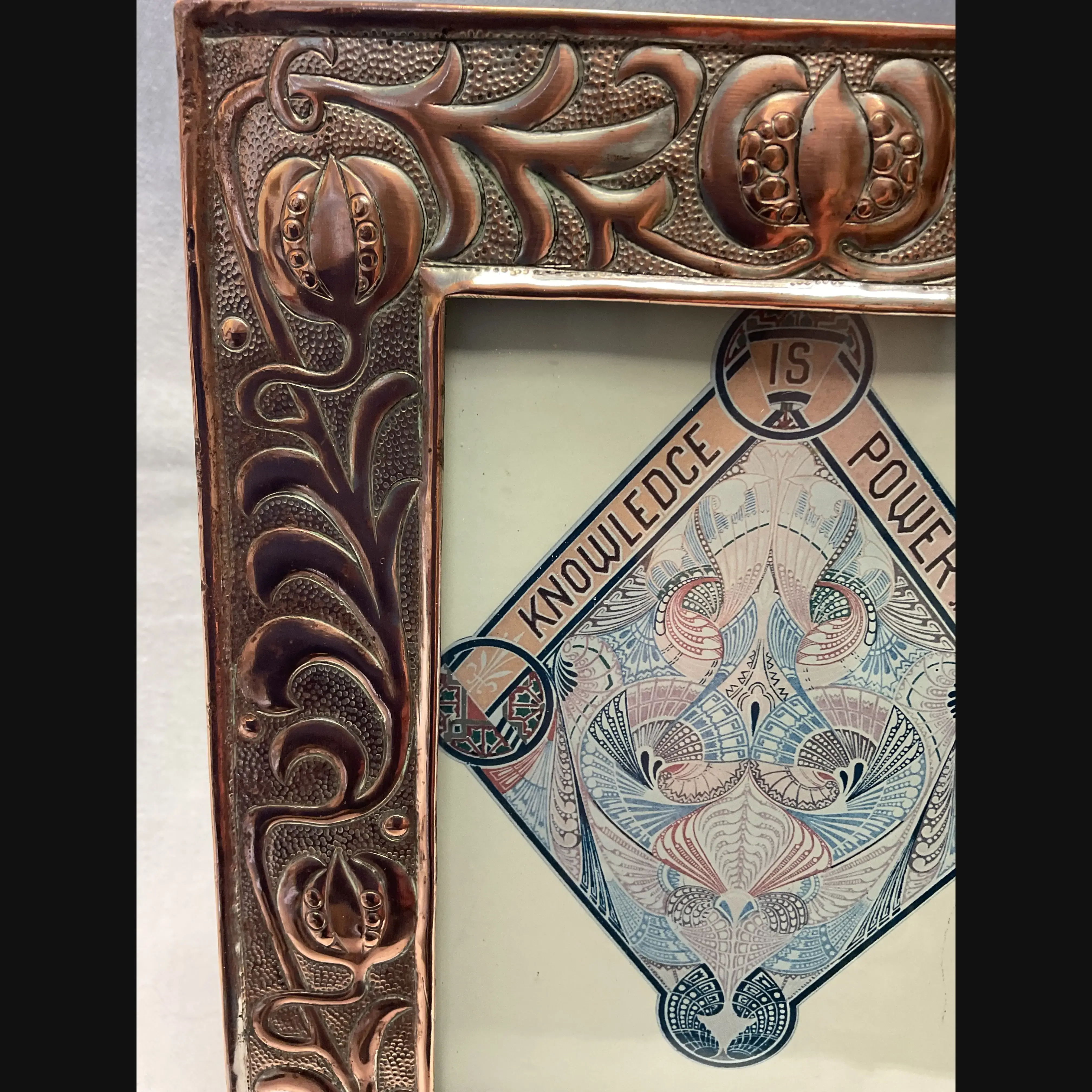 w h mawson keswick home industries khi arts and crafts art nouveau seed heads easel backed photo frame