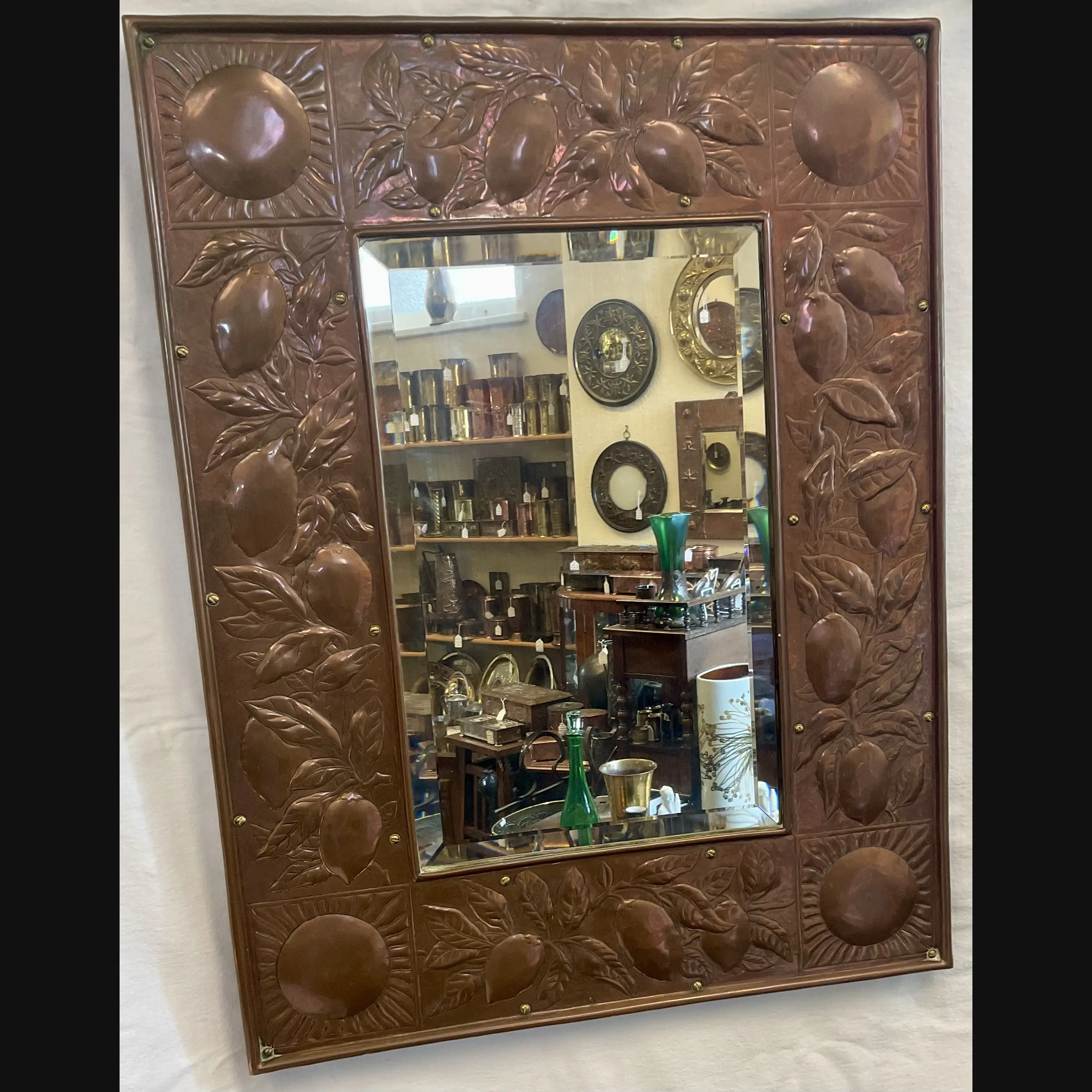 large keswick school of industrial art ksia arts and crafts copper lemon tree mirror c1895