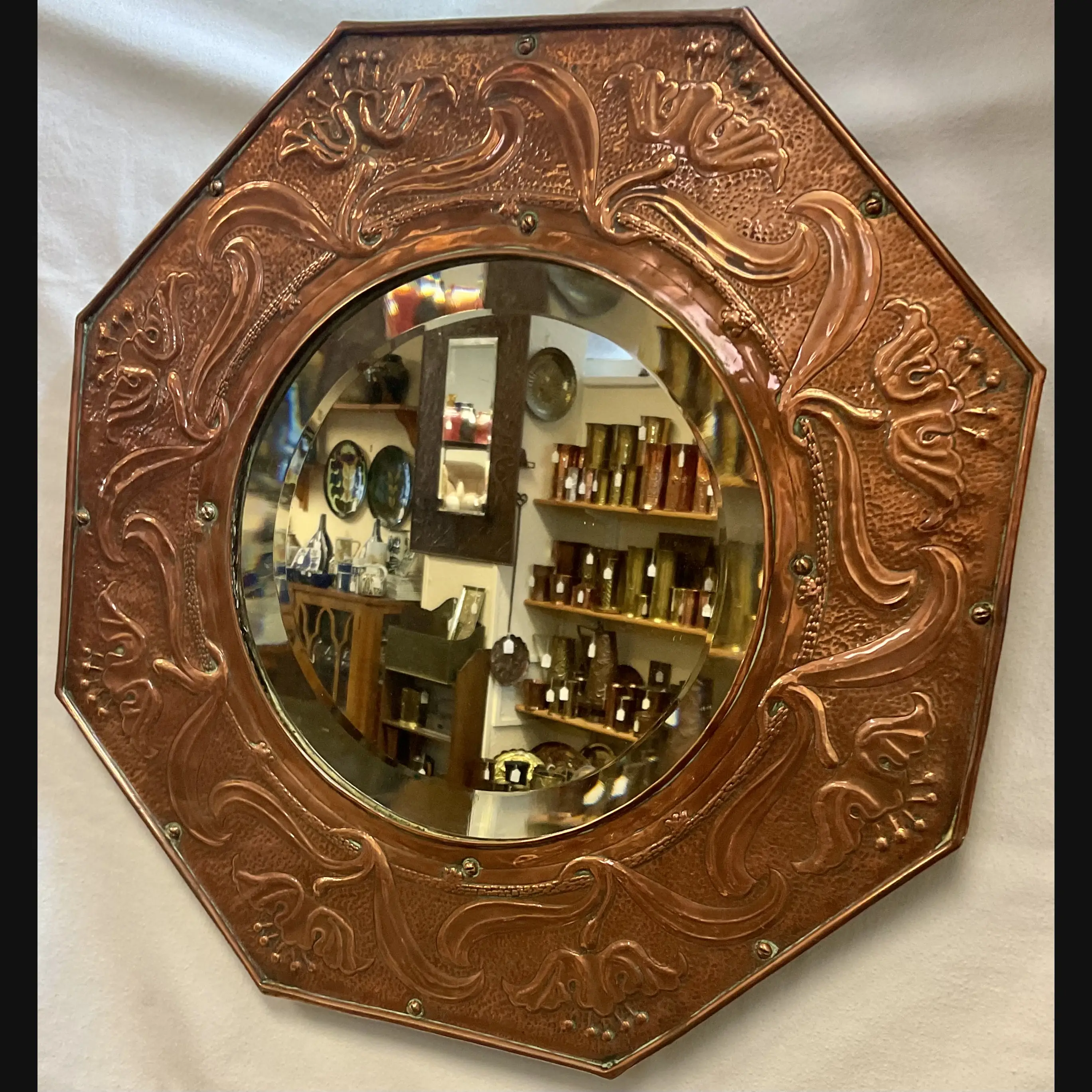 keswick school of industrial art ksia harold stabler designed arts and crafts copper mirror c1905