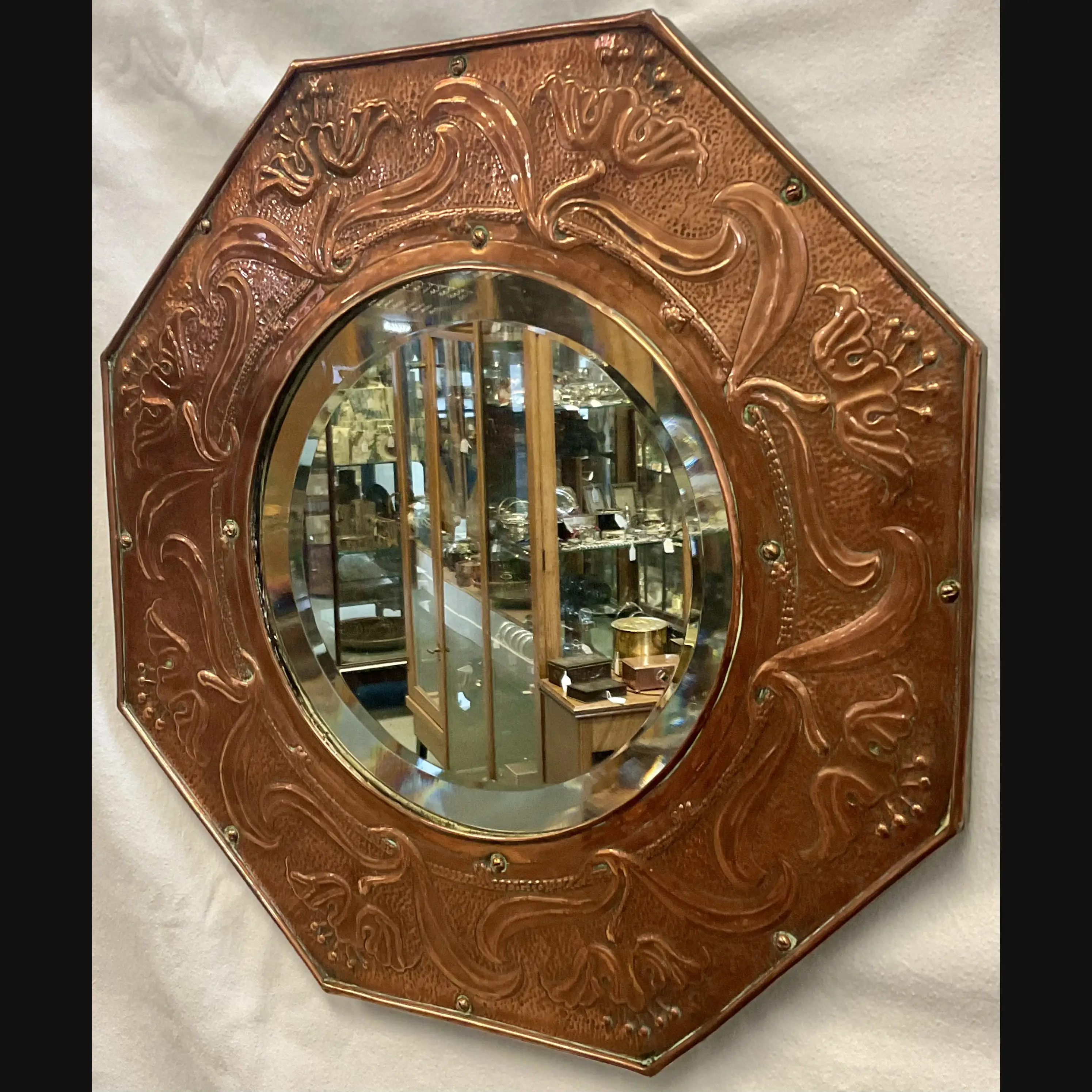 keswick school of industrial art ksia harold stabler designed arts and crafts copper mirror c1905