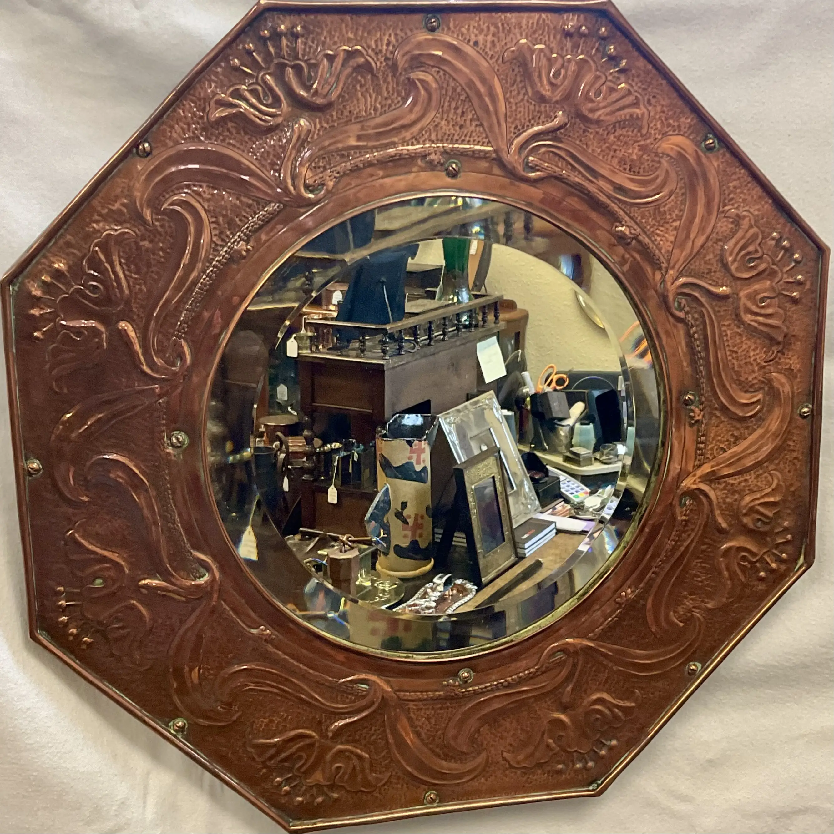keswick school of industrial art ksia harold stabler designed arts and crafts copper mirror c1905