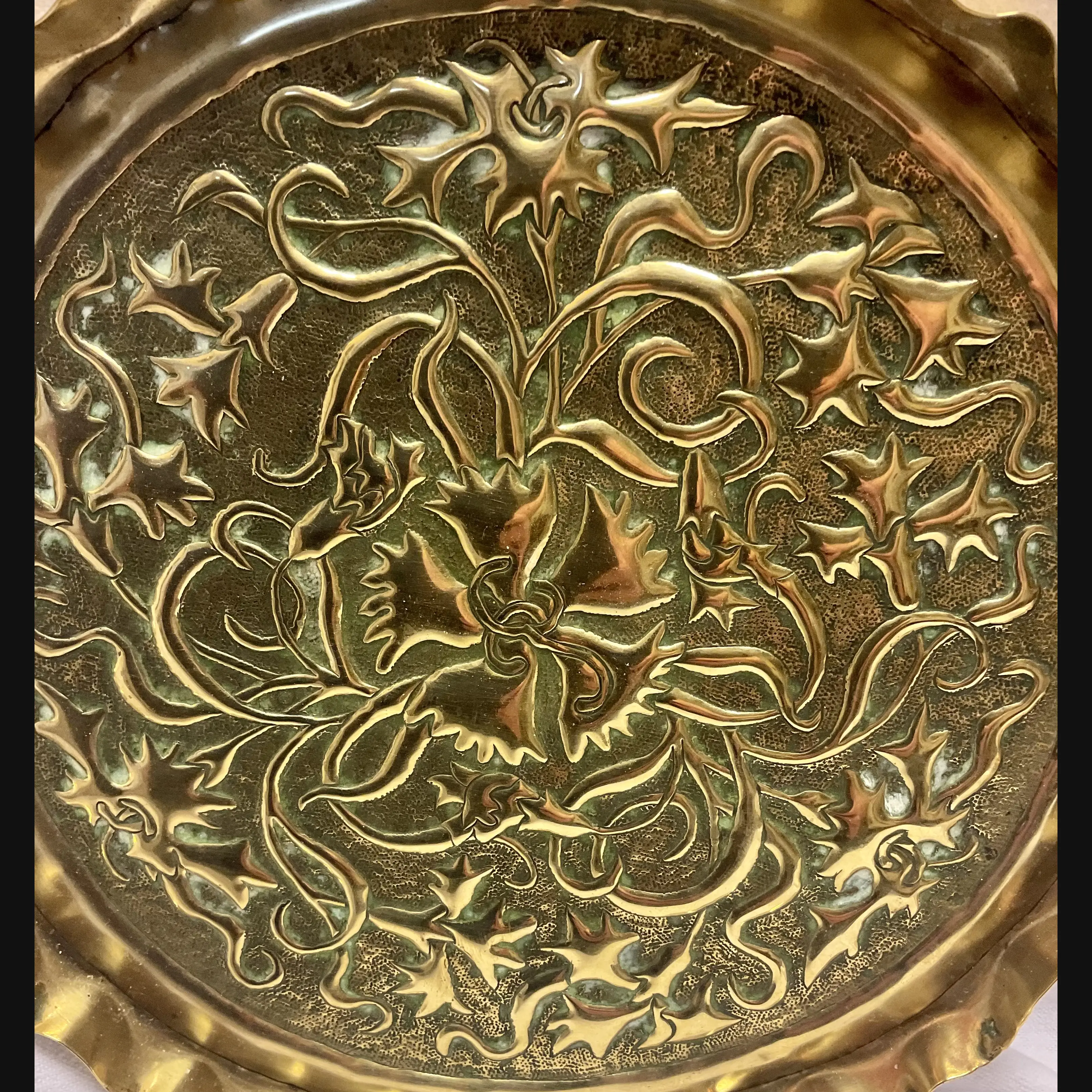 arts and crafts haia guild complex art nouveau brass card tray c1900 10