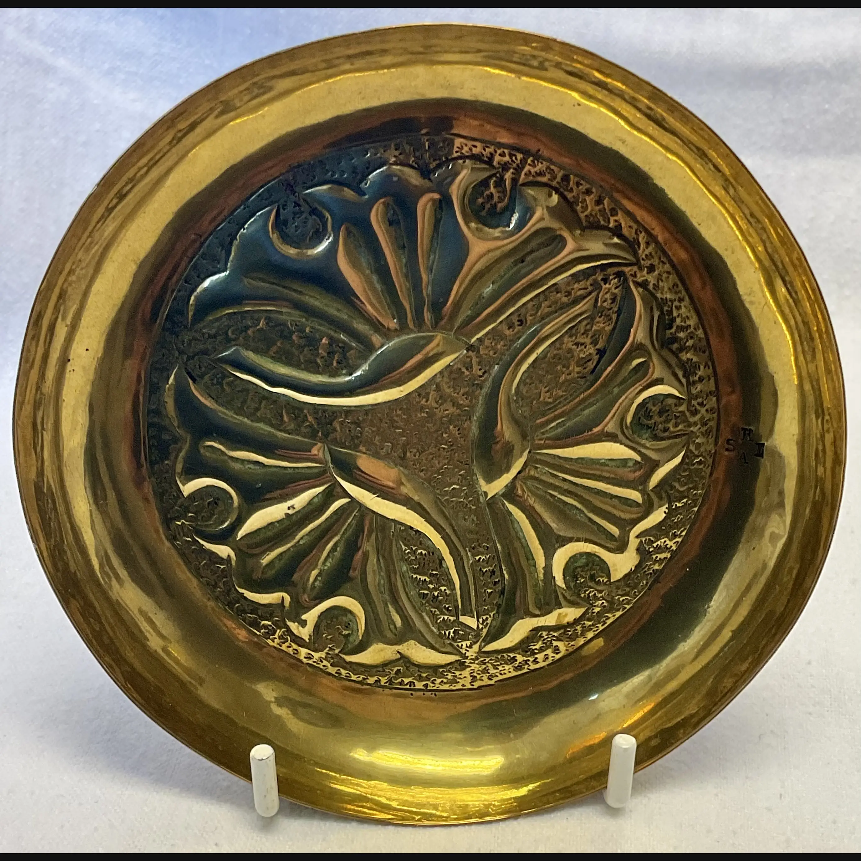 keswick school of industrial art ksia arts and crafts brass pin tray h stabler